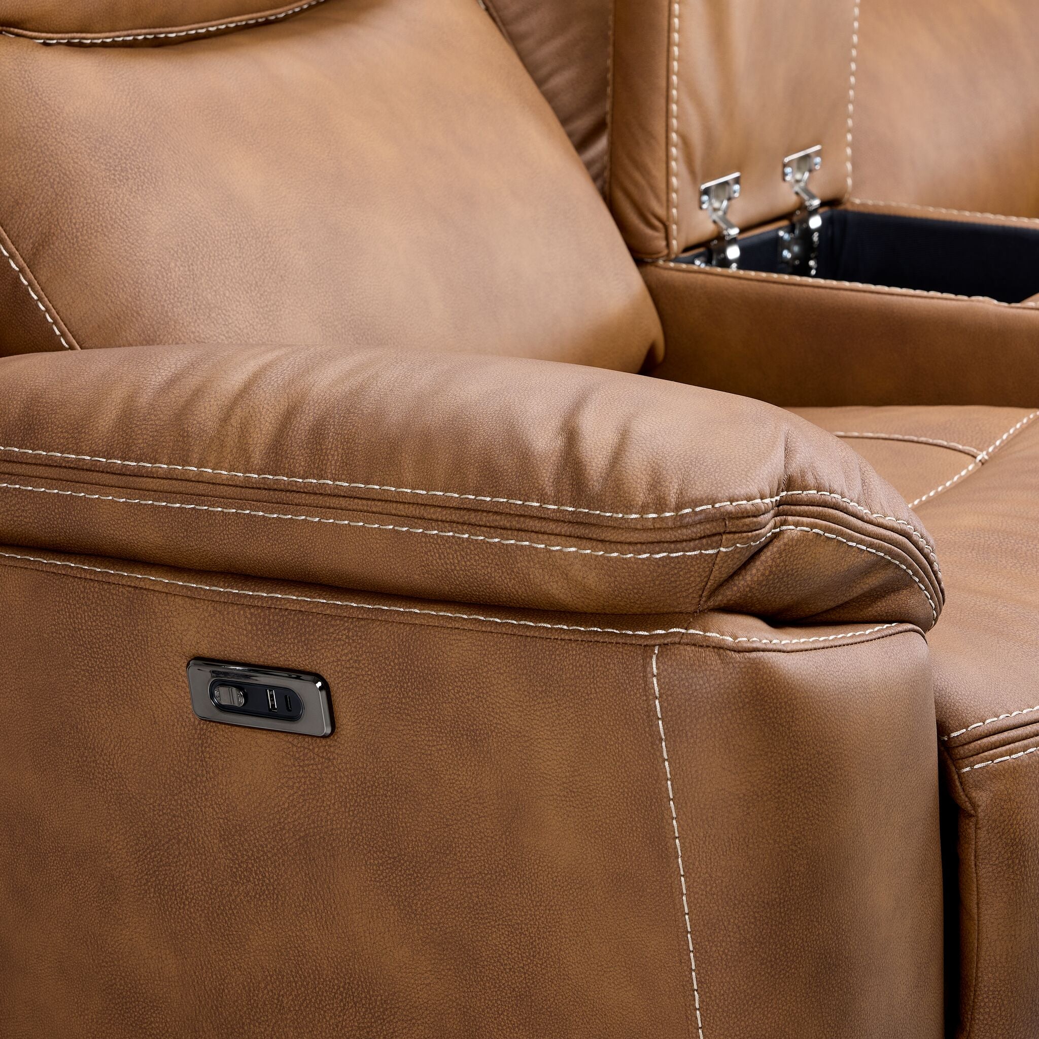 Santa Fe Power Reclining Loveseat with Console - Copper - Image 8