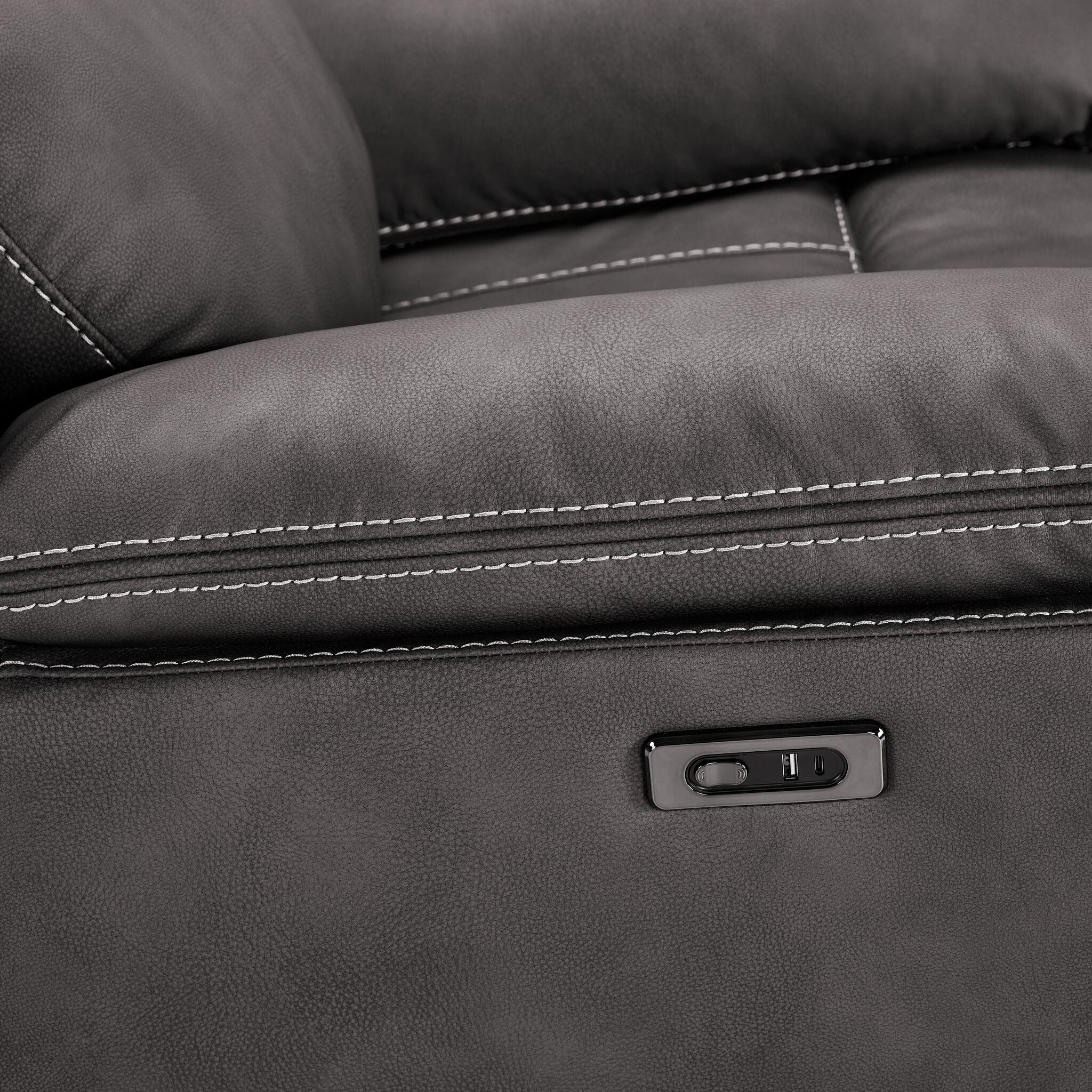 Santa Fe Power Reclining Sofa and Chair Set - Graphite - Image 4