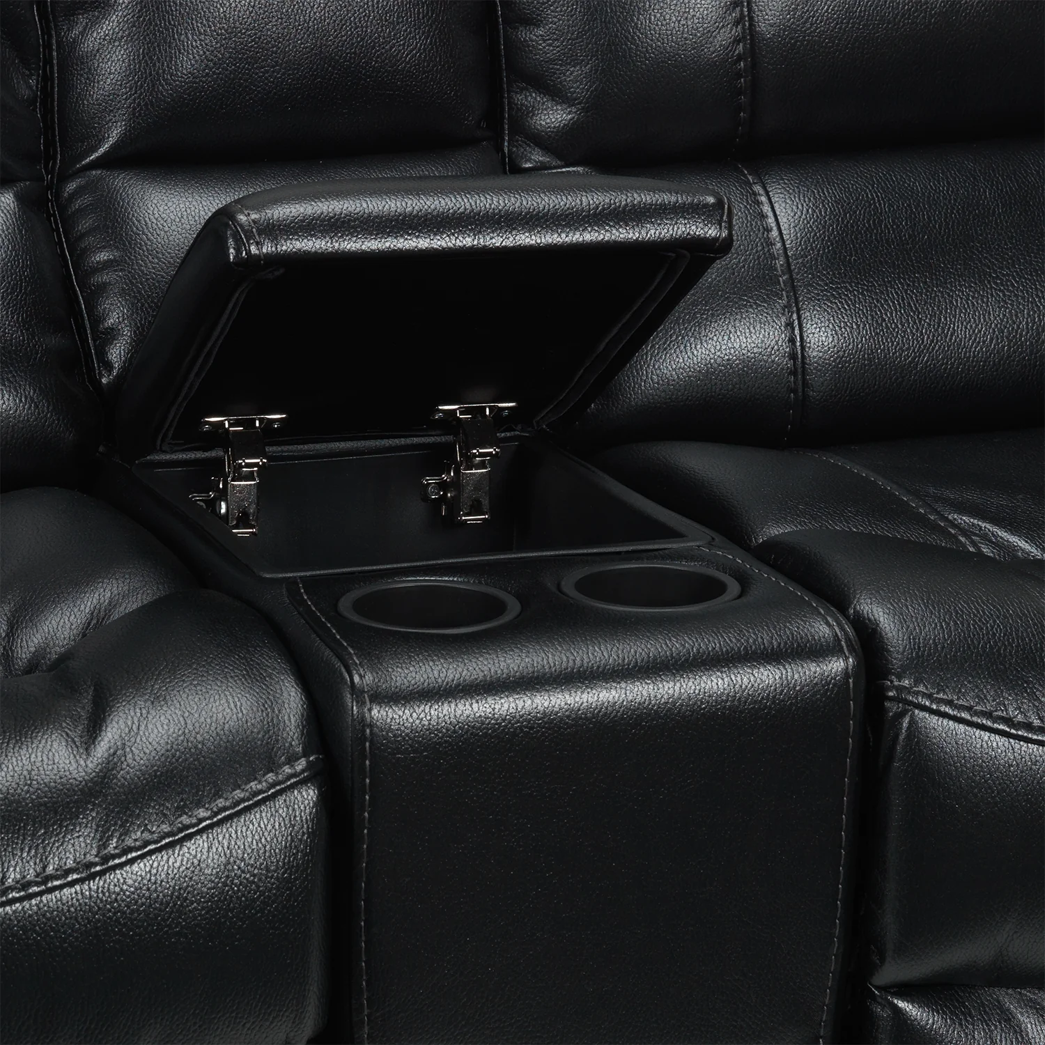Santorini Power Reclining Loveseat with Console - Black - Image 3