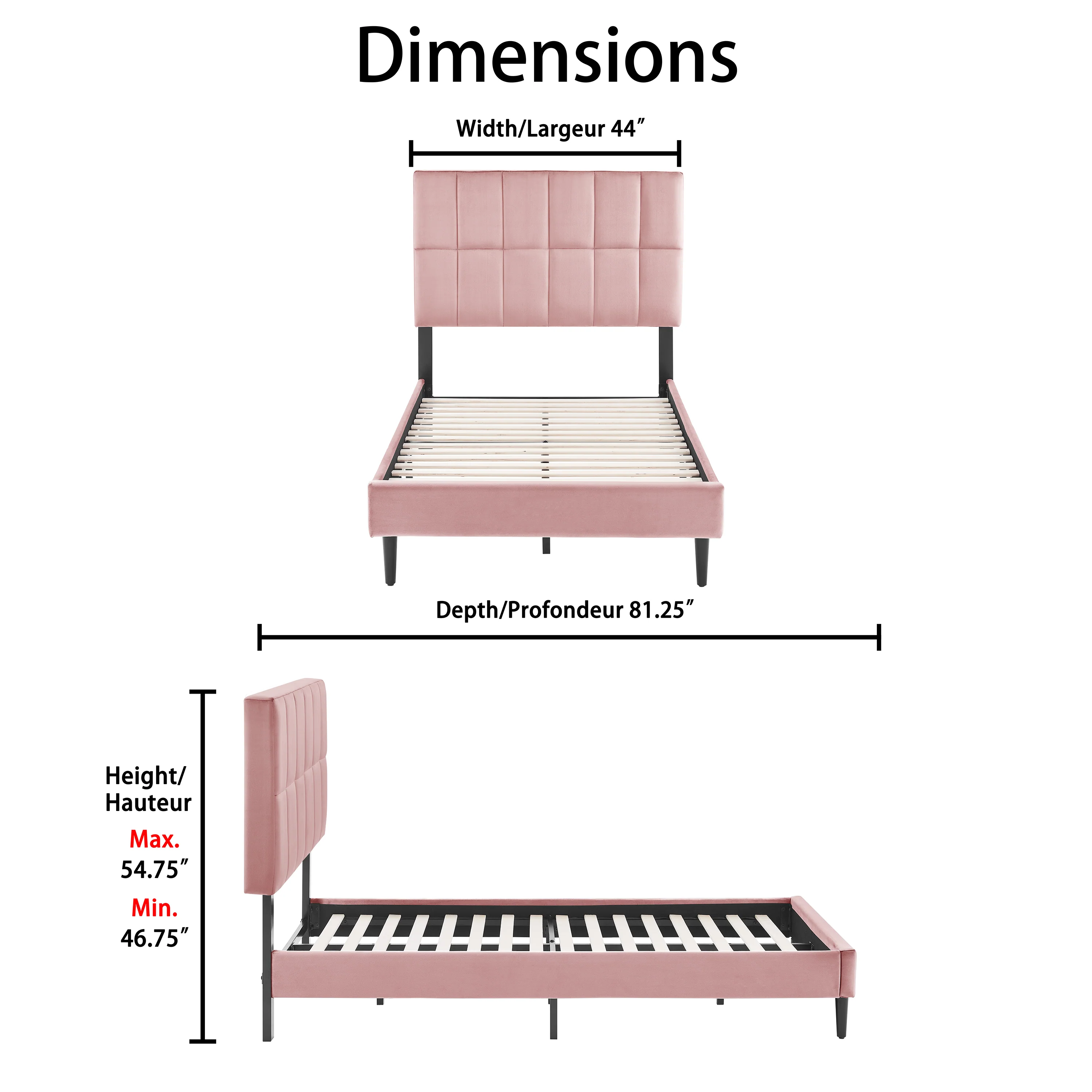 Sasha 3-Piece Twin Bed - Pink - Image 6
