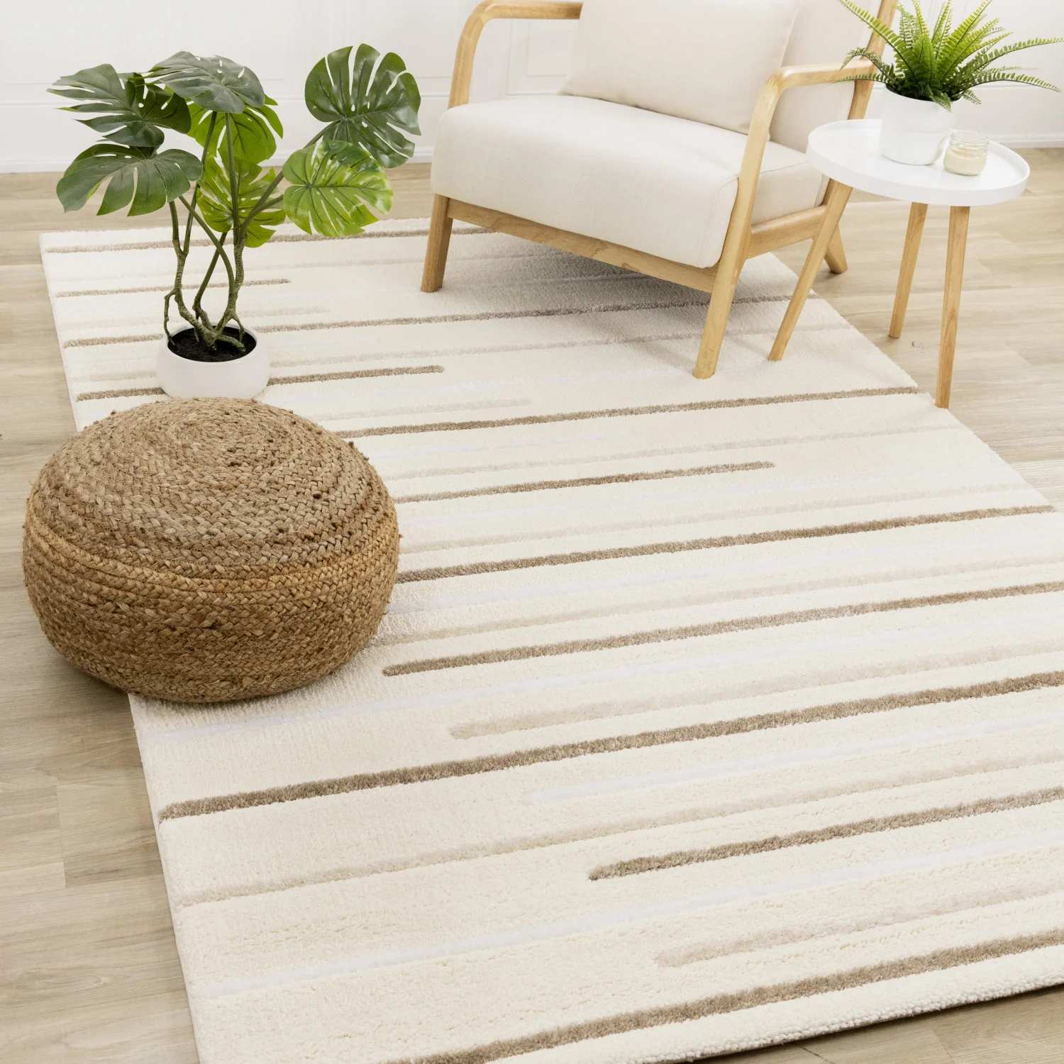Sasha Soft Modern Lines Area Rug - 7' X 10' - Cream - Image 2