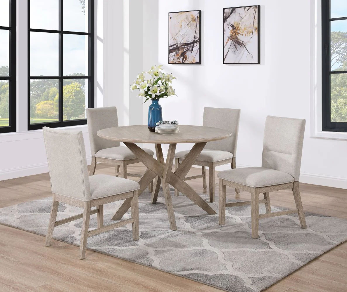 Sassari 5-Piece Dining Set - Taupe, Beige - Image 2
