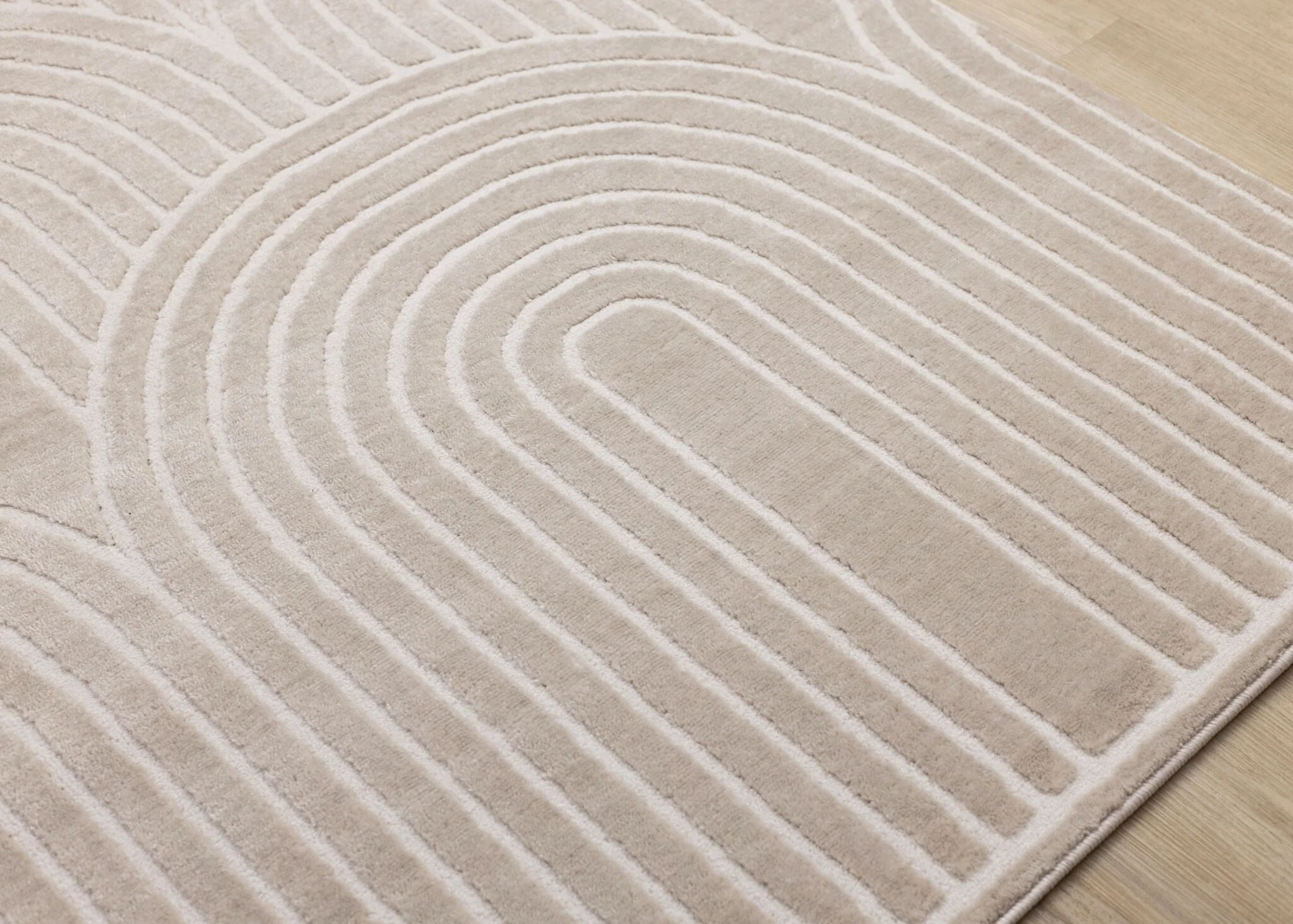 Sculpted Dunes 6'7" x 9'6" Modern Geometric Arches Pattern Area Rug - Cream, Beige - Image 3