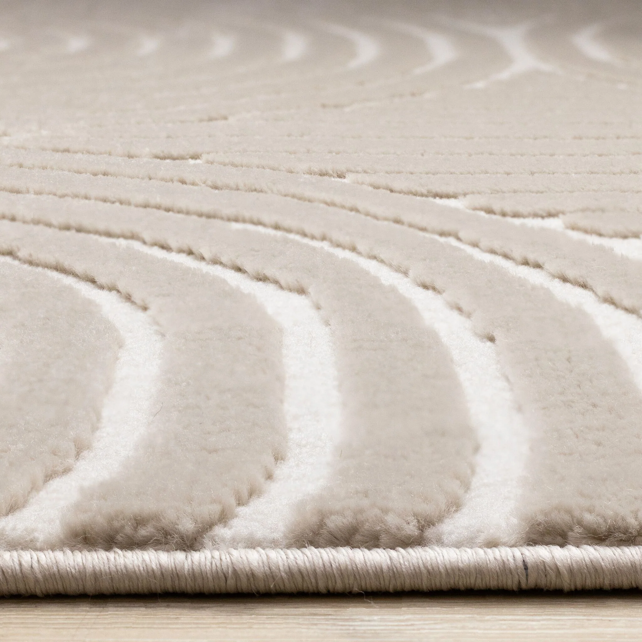 Sculpted Dunes 6'7" x 9'6" Modern Geometric Arches Pattern Area Rug - Cream, Beige - Image 7