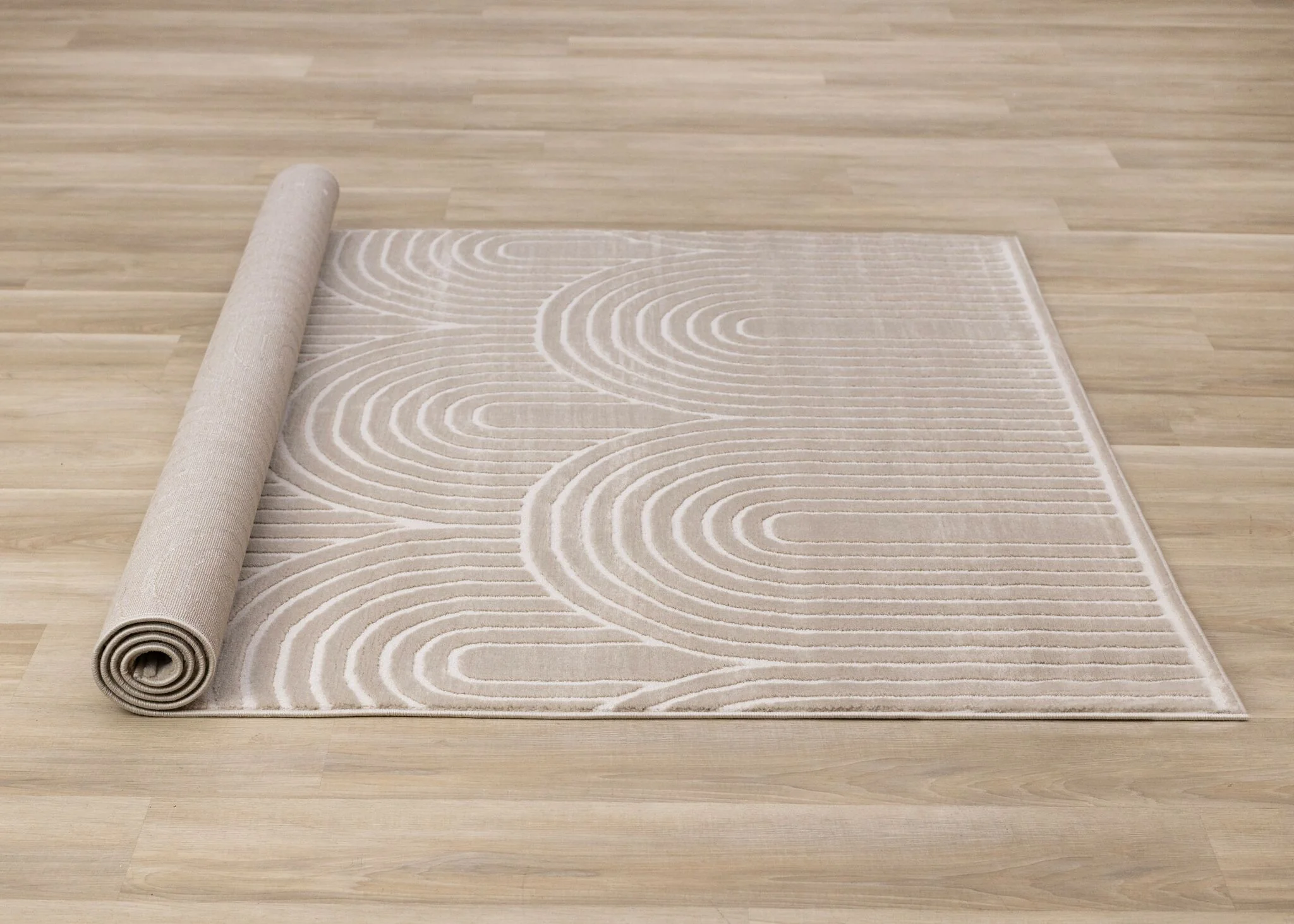 Sculpted Dunes 6'7" x 9'6" Modern Geometric Arches Pattern Area Rug - Cream, Beige - Image 9