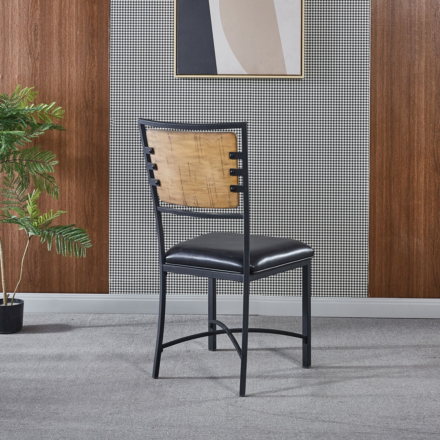 Shala Dining Chair - Natural Wood, Black - Image 3