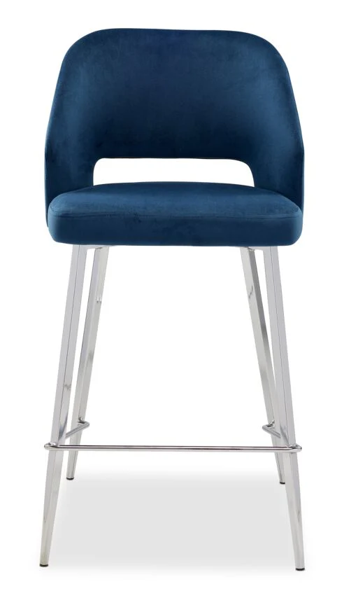 Sheen Counter Height Stool - Blue, Chrome - Image 2
