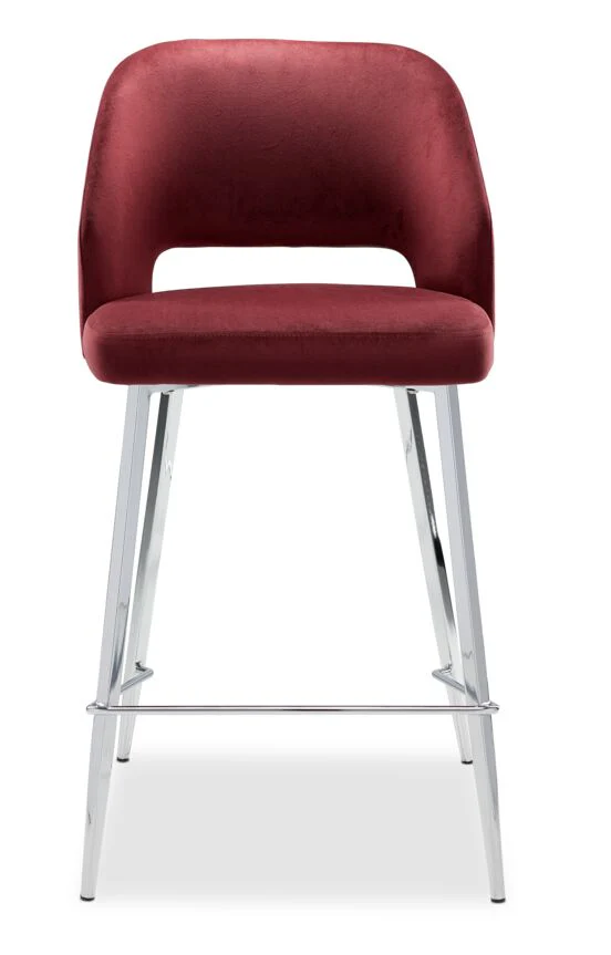 Sheen Counter Height Stool - Ruby, Chrome - Image 2