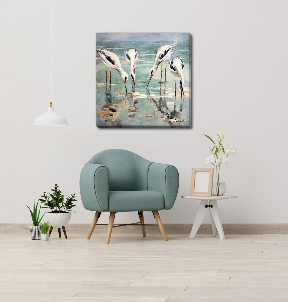 Shorebird Quartet Wall Art - White/Blue - 30 X 30 - Image 2