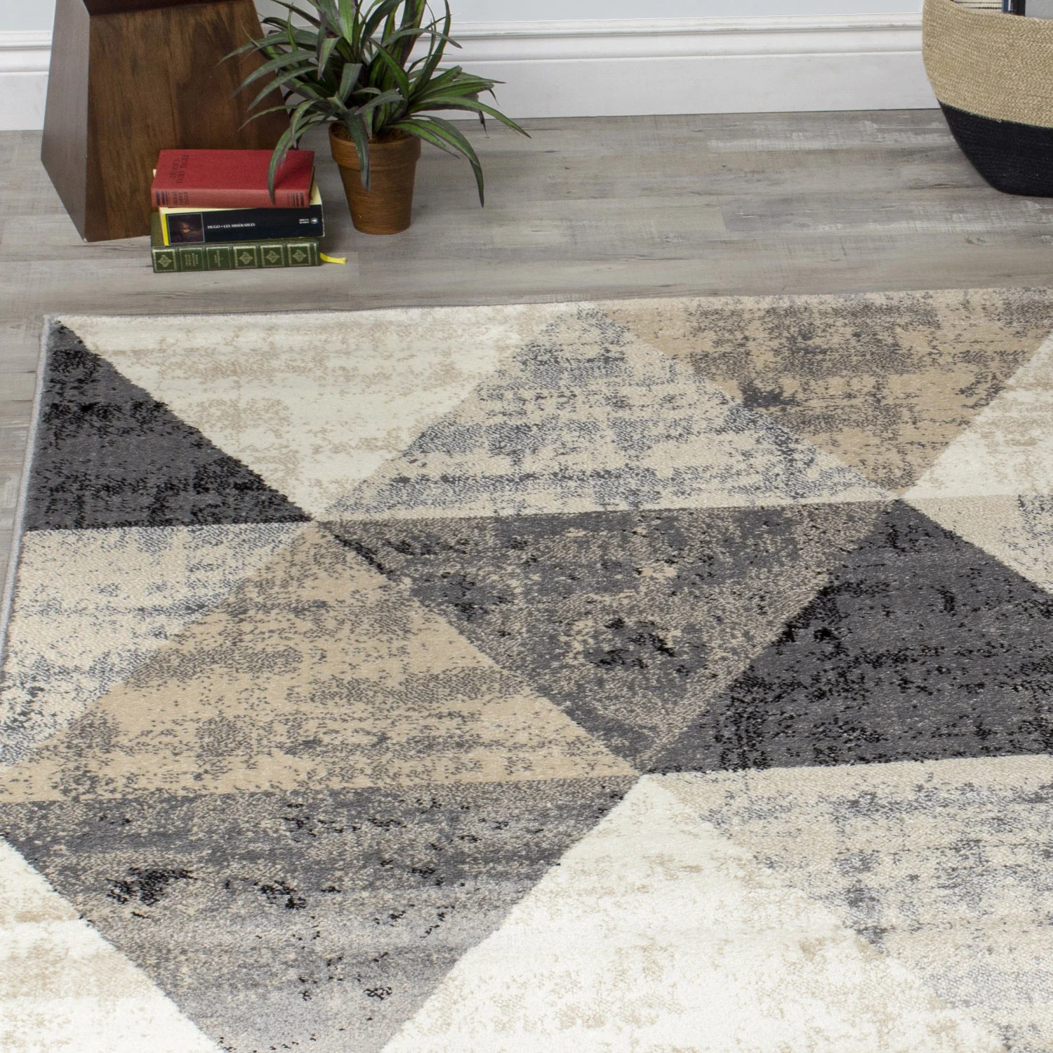 Siecle Triangle Shapes Area Rug - 2' X 8' - Cream/Beige - Image 9