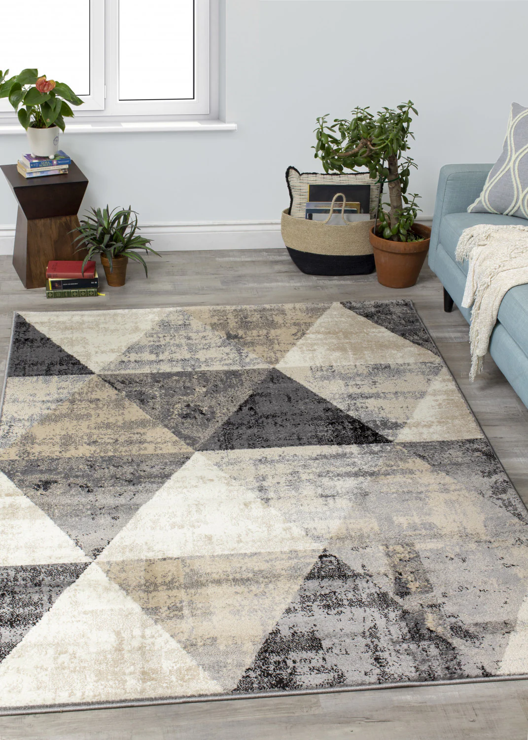 Siecle Triangle Shapes Area Rug - 5' X 8' - Cream/Beige - Image 3