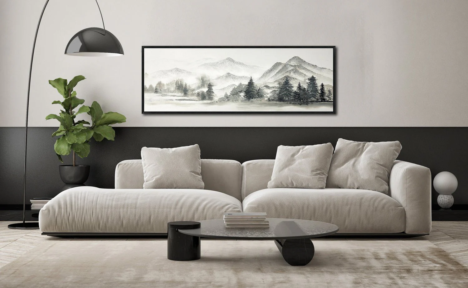 Silent Ridge Wall Art - Grey/Black - 20 X 60 - Image 2