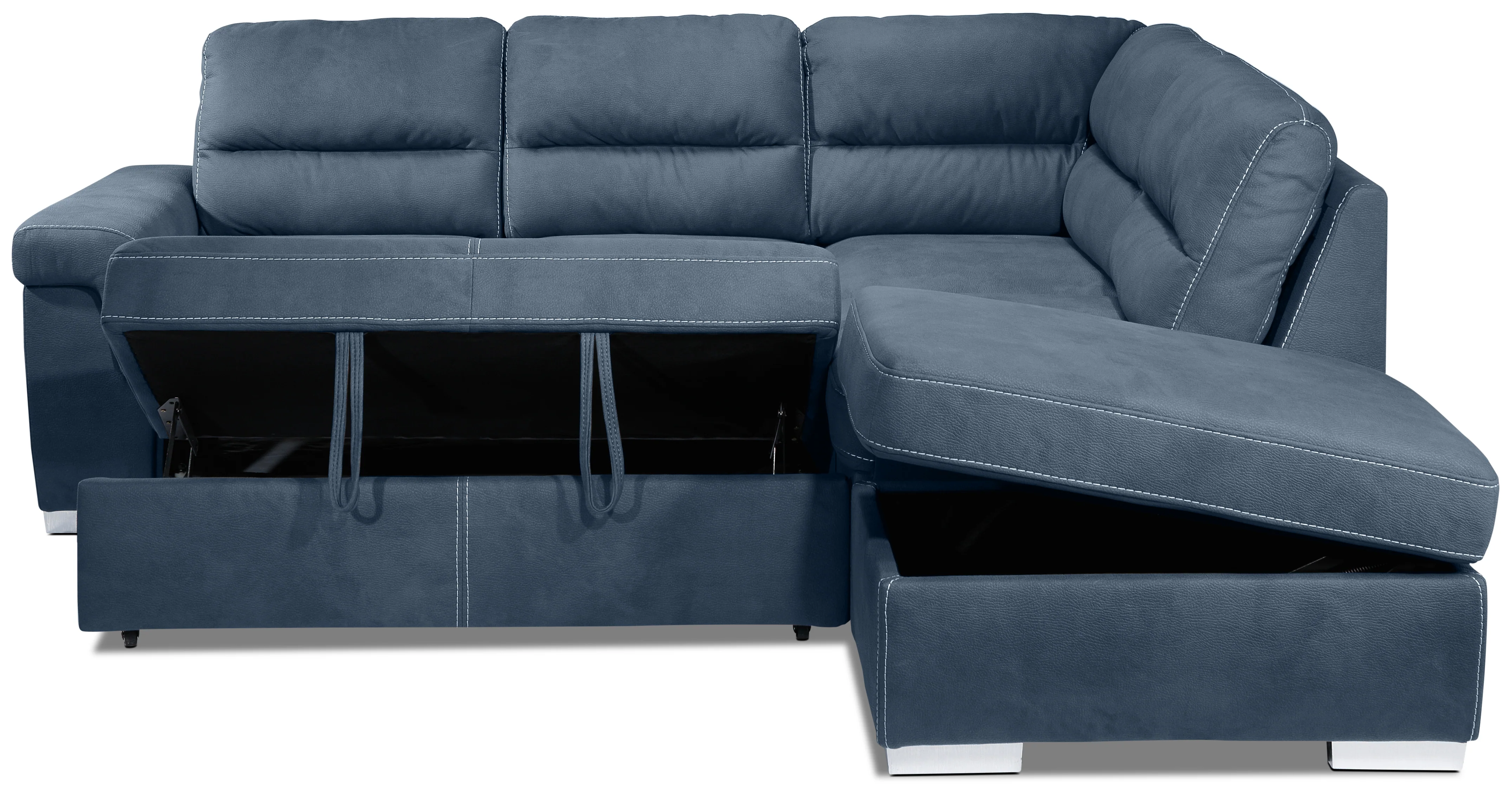 Simone 3-Piece Sectional with Left-Facing Pop-Up Bed - Blue - Image 13