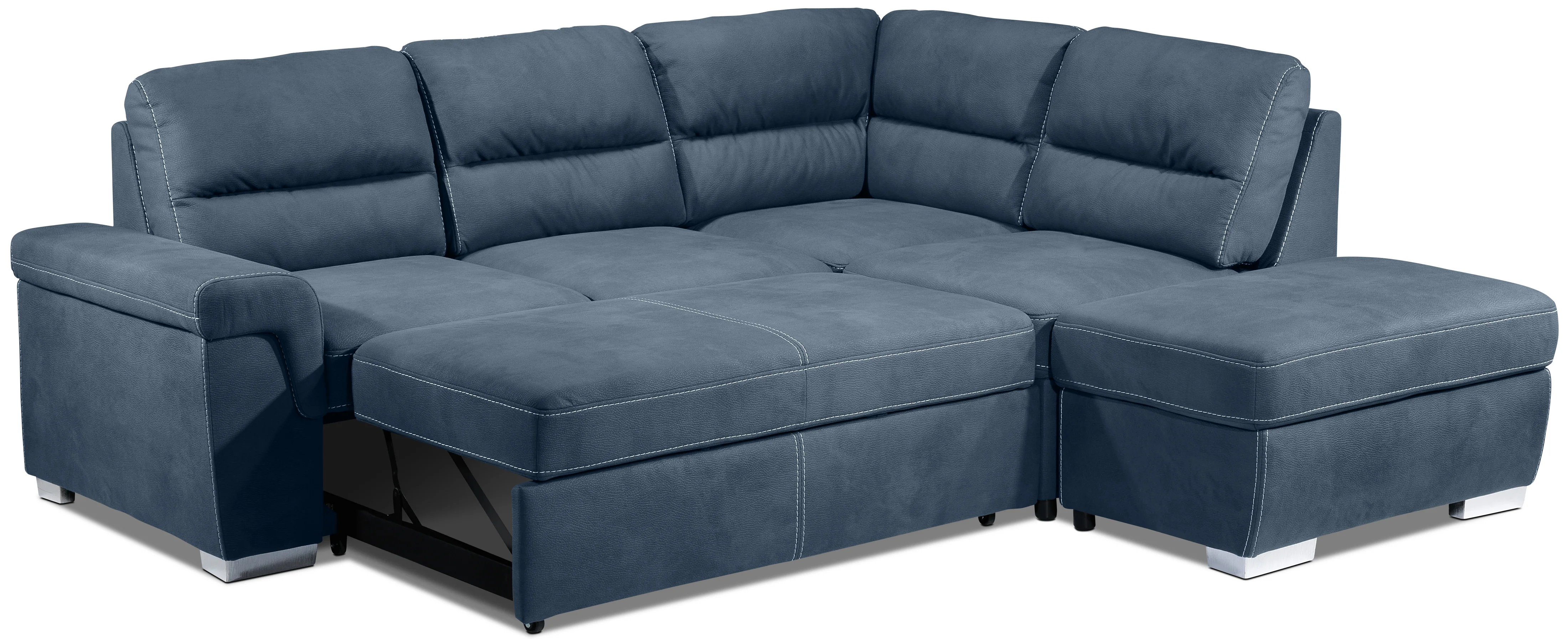 Simone 3-Piece Sectional with Left-Facing Pop-Up Bed - Blue - Image 2