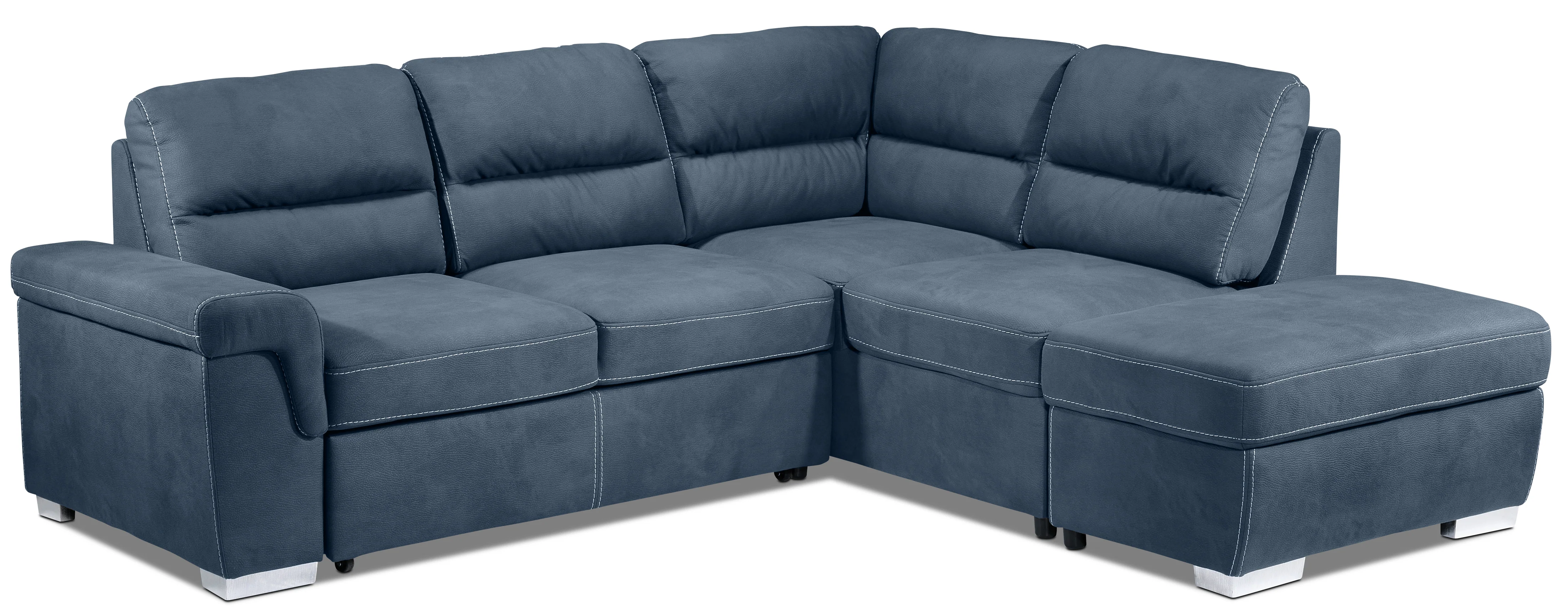 Simone 3-Piece Sectional with Left-Facing Pop-Up Bed - Blue - Image 3