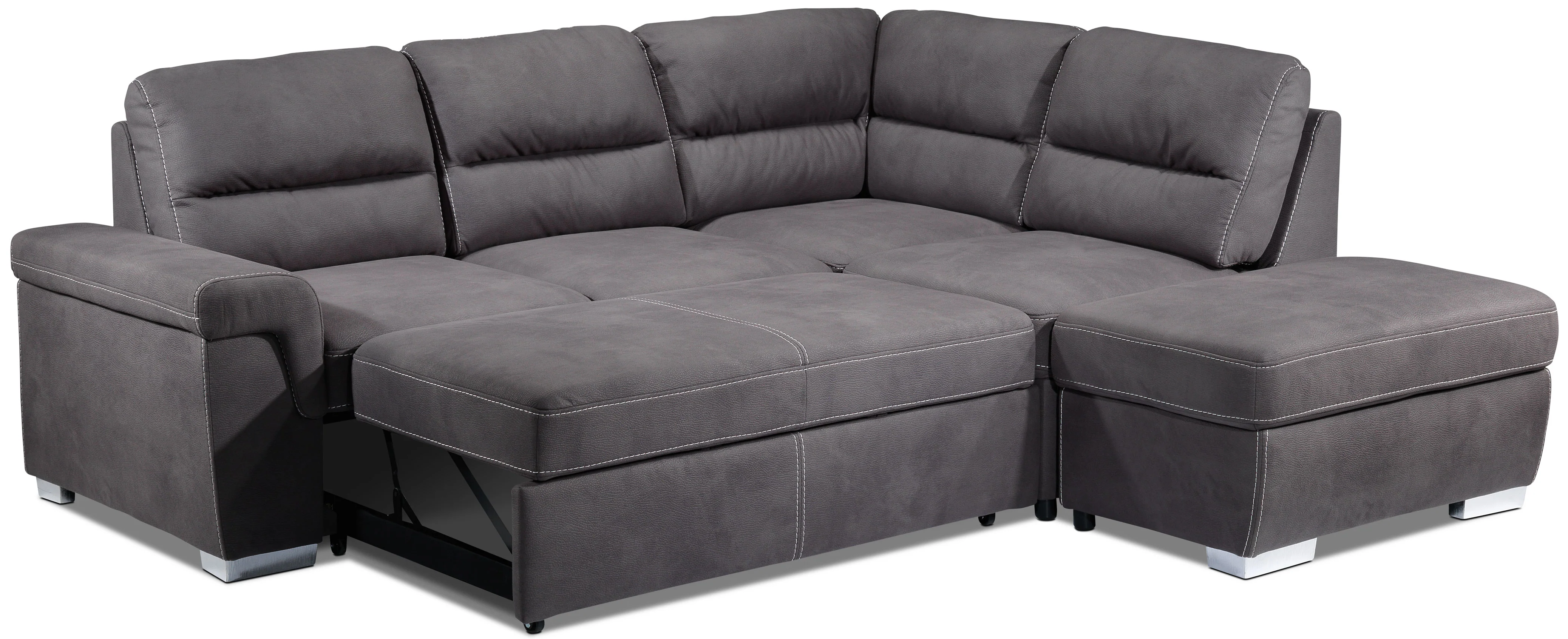 Simone 3-Piece Sectional with Left-Facing Pop-Up Bed - Charcoal - Image 15