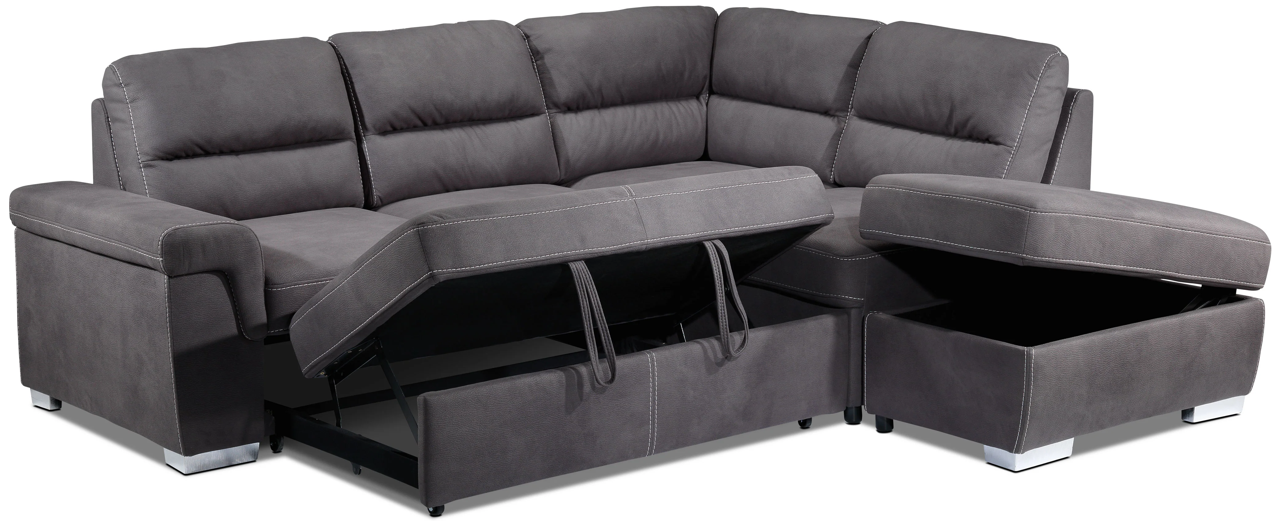 Simone 3-Piece Sectional with Left-Facing Pop-Up Bed - Charcoal - Image 17