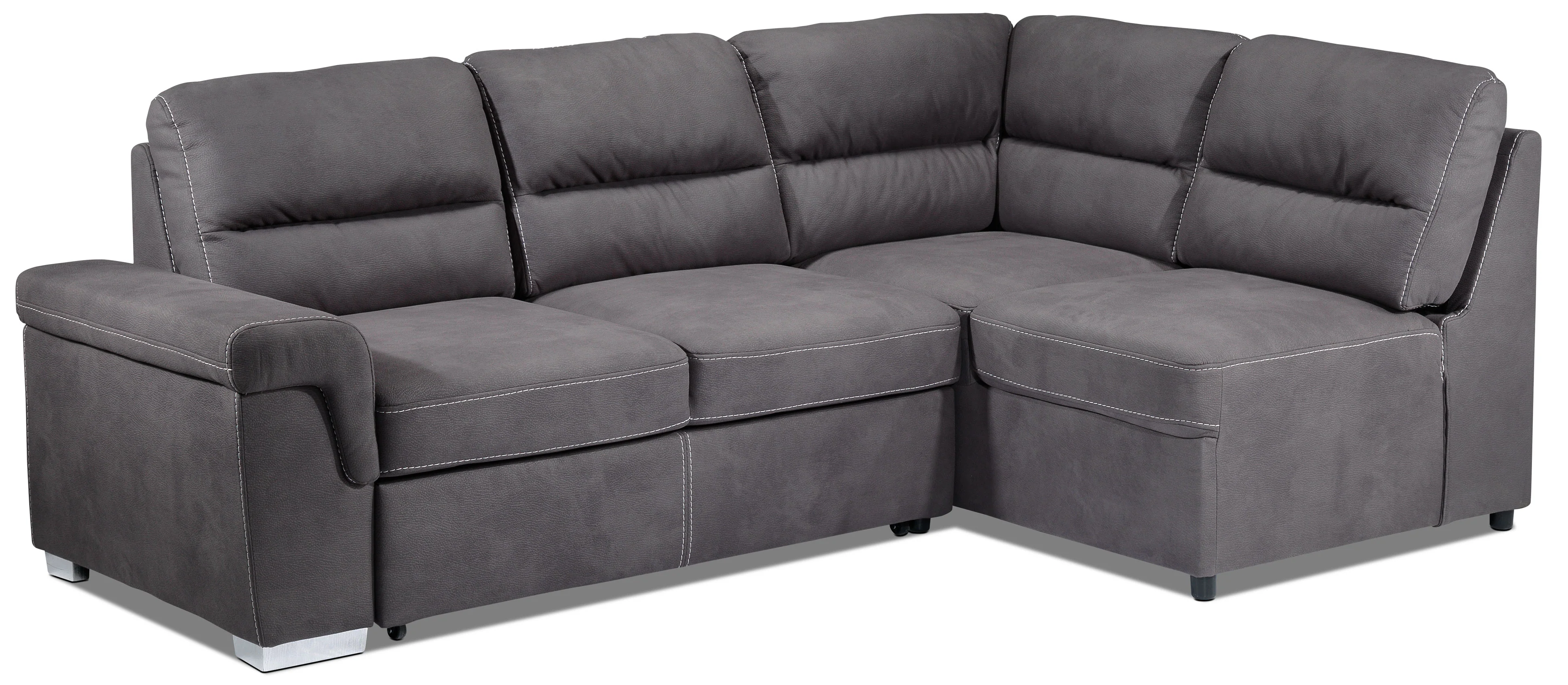 Simone 3-Piece Sectional with Left-Facing Pop-Up Bed - Charcoal - Image 2