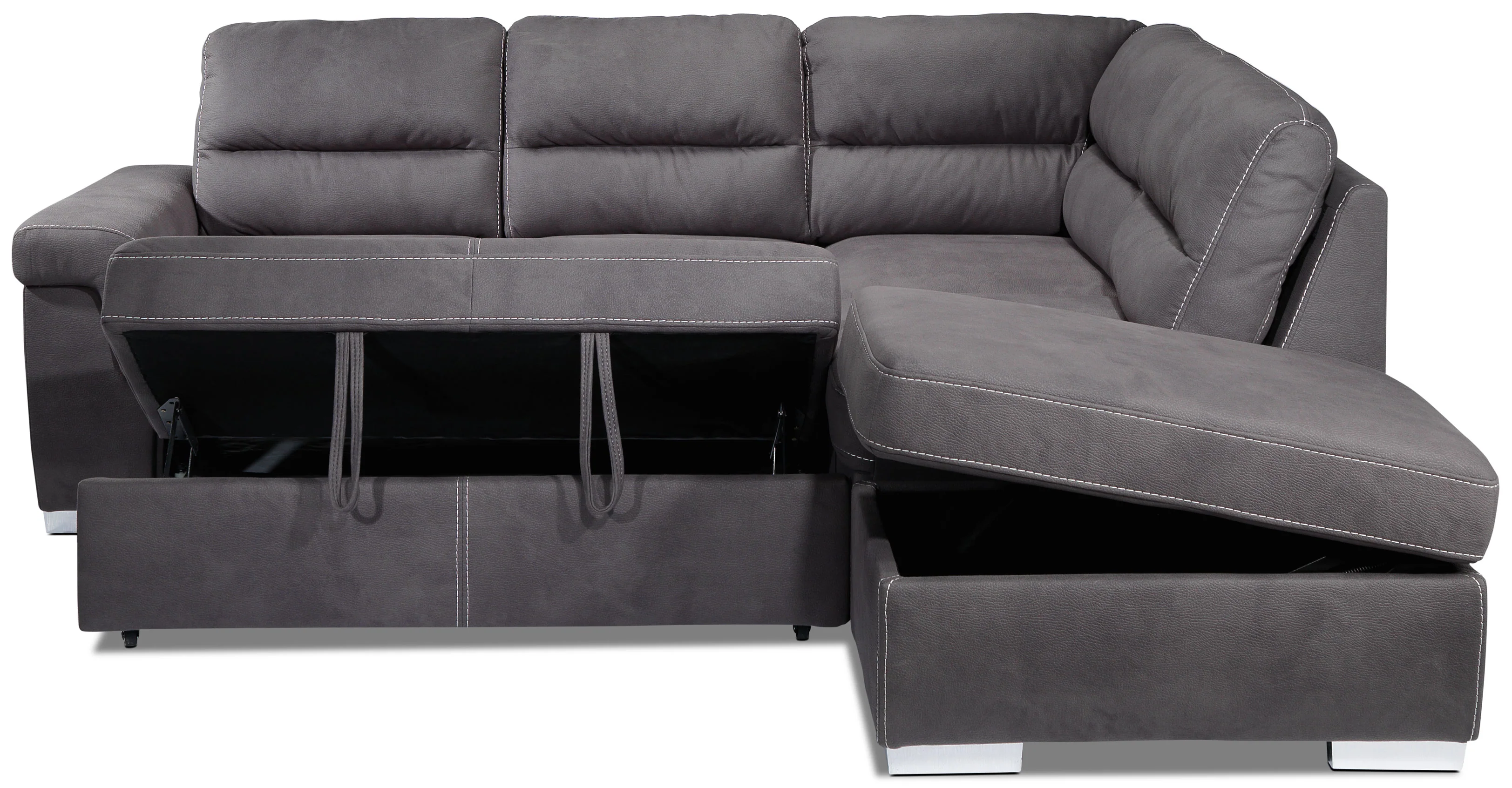 Simone 3-Piece Sectional with Left-Facing Pop-Up Bed - Charcoal - Image 5