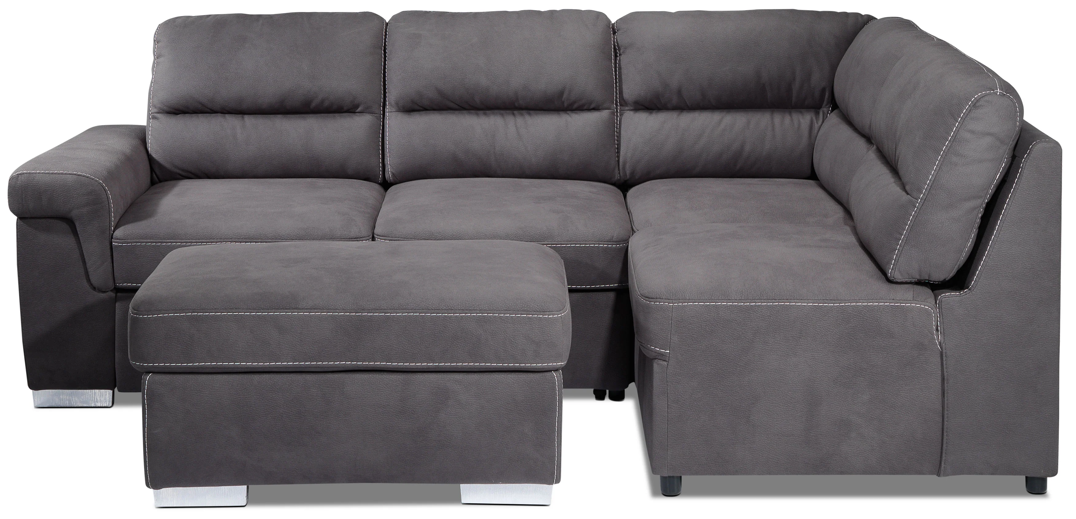 Simone 3-Piece Sectional with Left-Facing Pop-Up Bed - Charcoal - Image 6