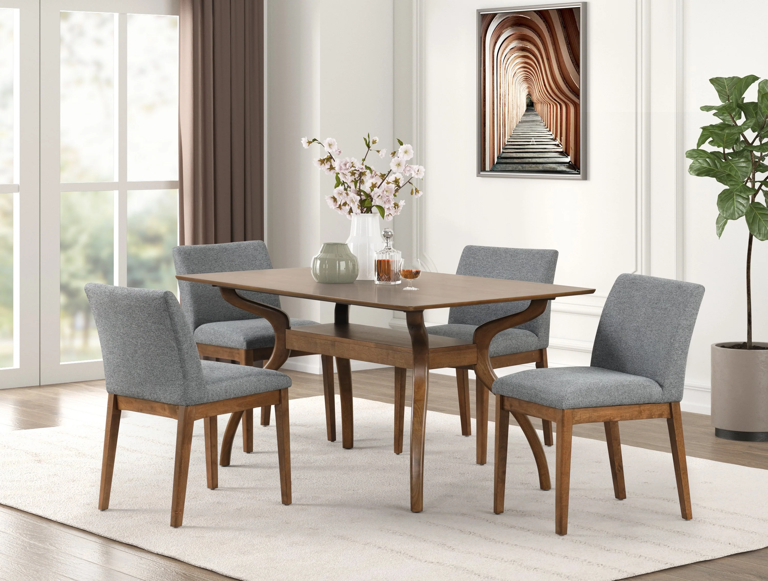 Skye Dining Chair - Walnut, Grey - Image 2