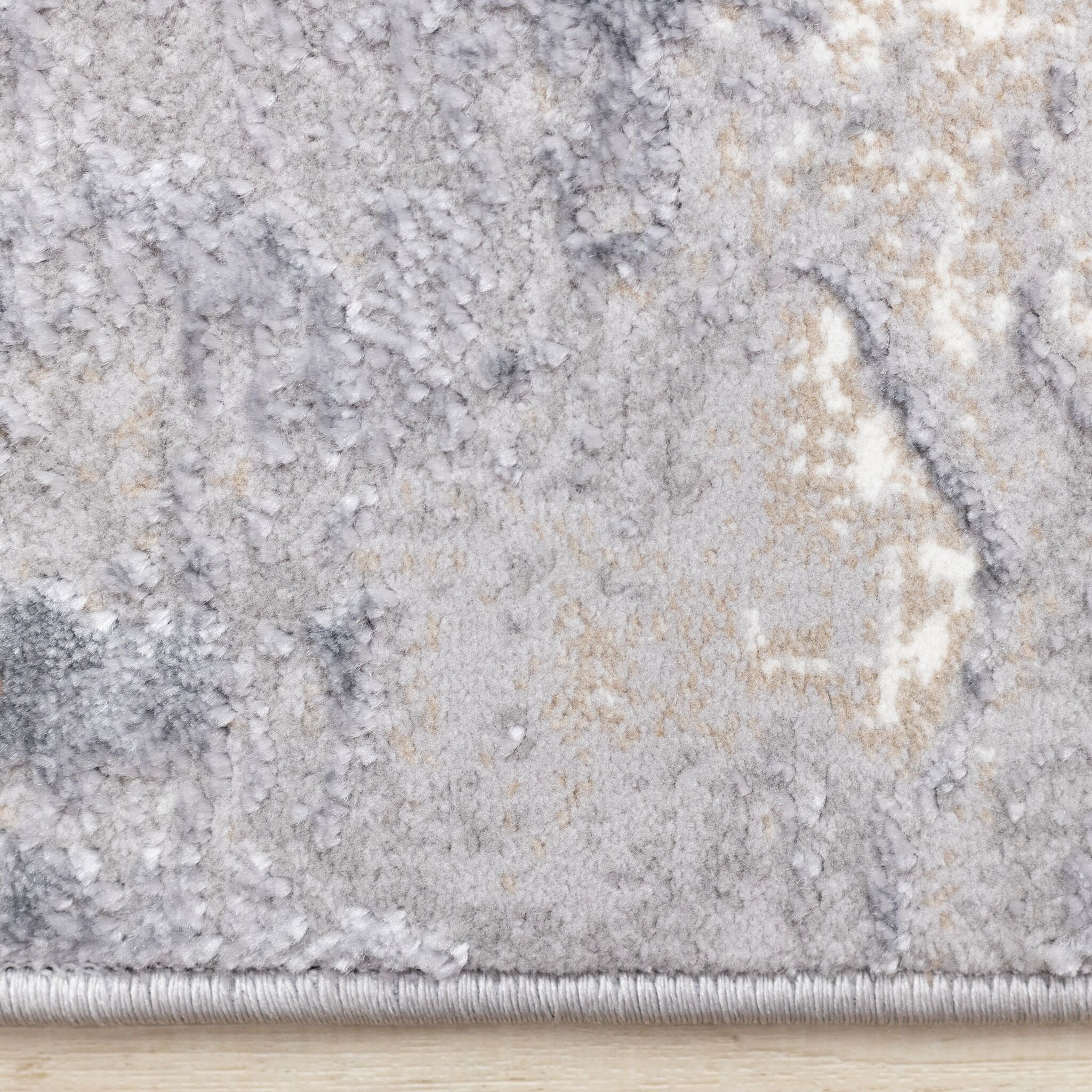 Smoky Terrain 6'7" x 9'6" Distressed Design Area Rug - Taupe, White, Brown - Image 4