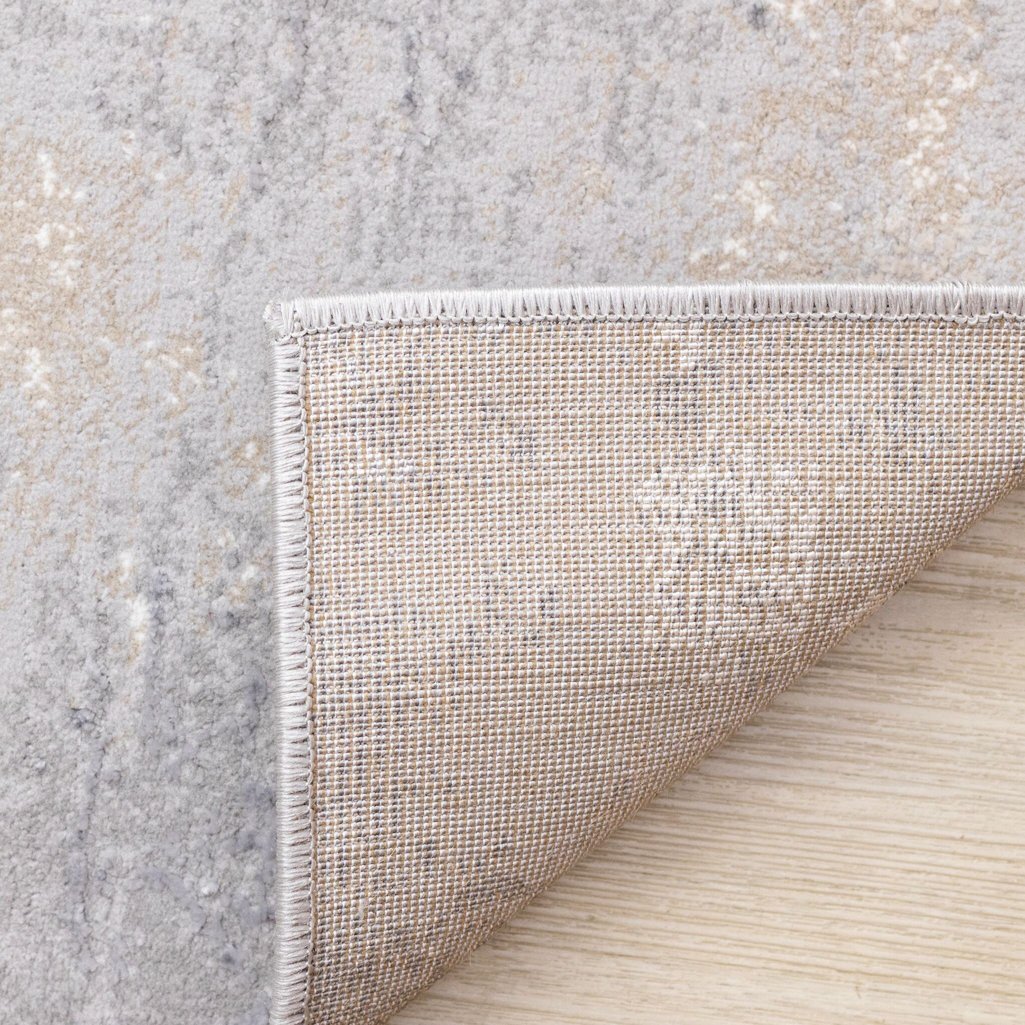 Smoky Terrain 6'7" x 9'6" Distressed Design Area Rug - Taupe, White, Brown - Image 8