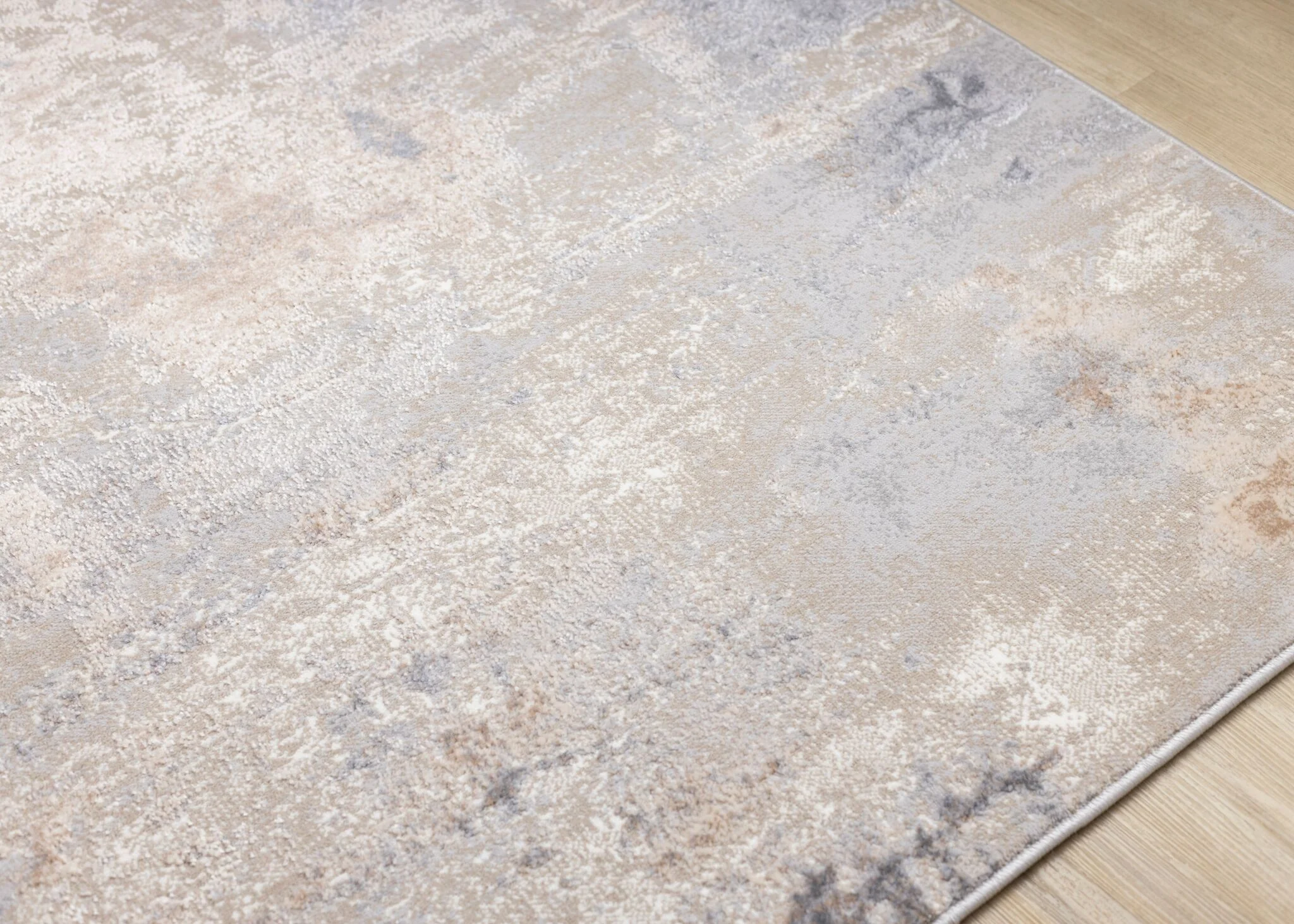 Smoky Terrain 7'10" x 10'6" Distressed Design Area Rug - Taupe, White, Brown - Image 3