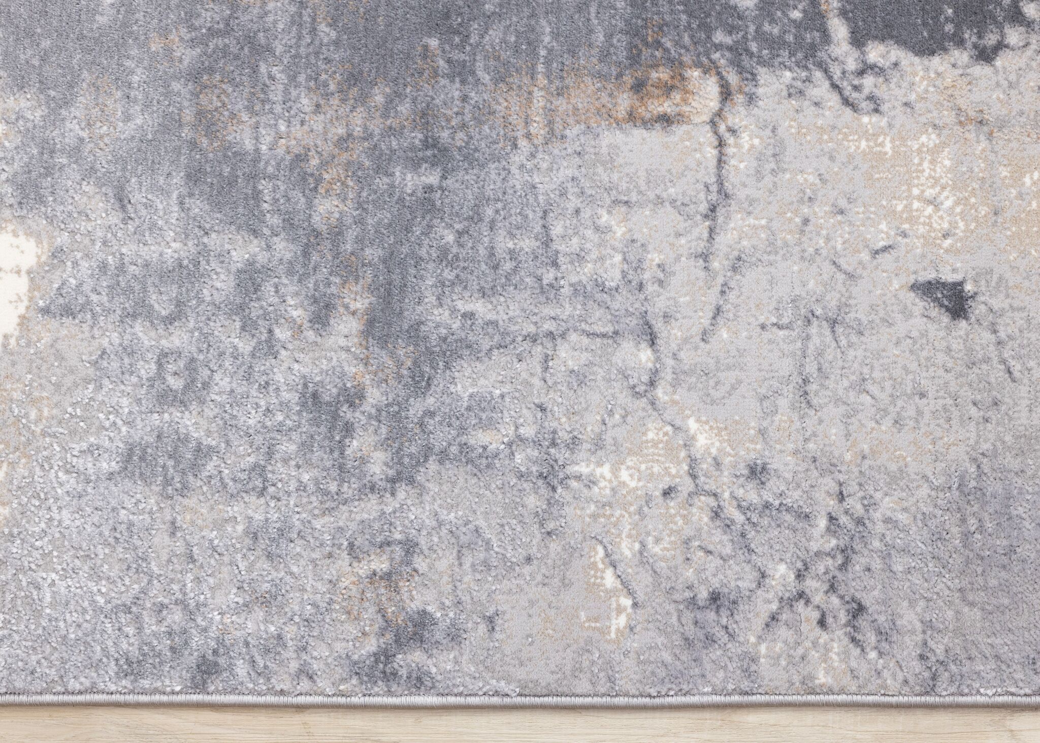 Smoky Terrain 7'10" x 10'6" Distressed Design Area Rug - Taupe, White, Brown - Image 5