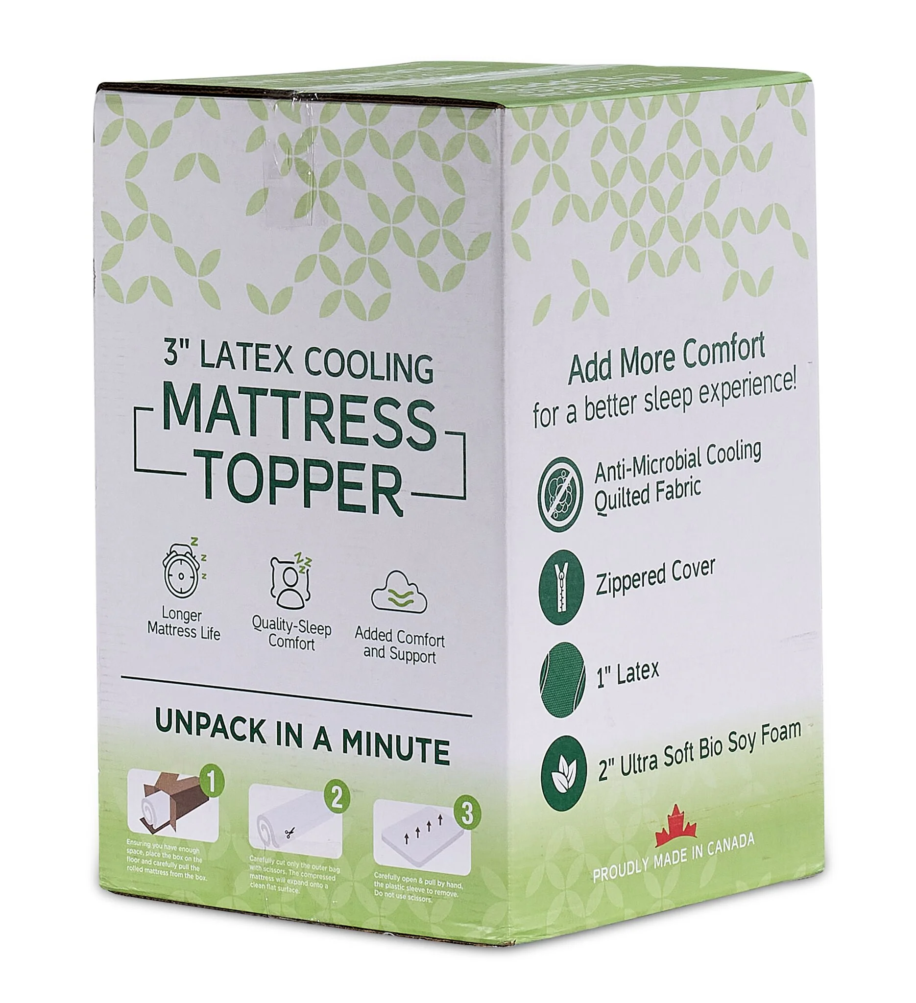 So Sleepy 3" Latex Cooling Queen Mattress Topper - Image 3