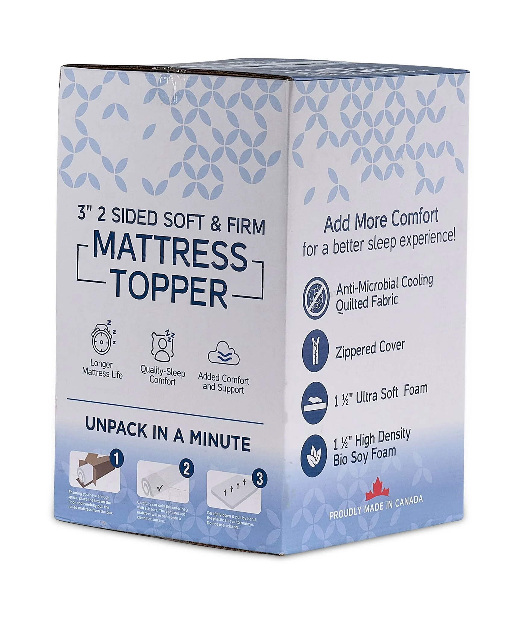 So Sleepy 3" Two-Sided Soft and Firm King Mattress Topper - Image 3