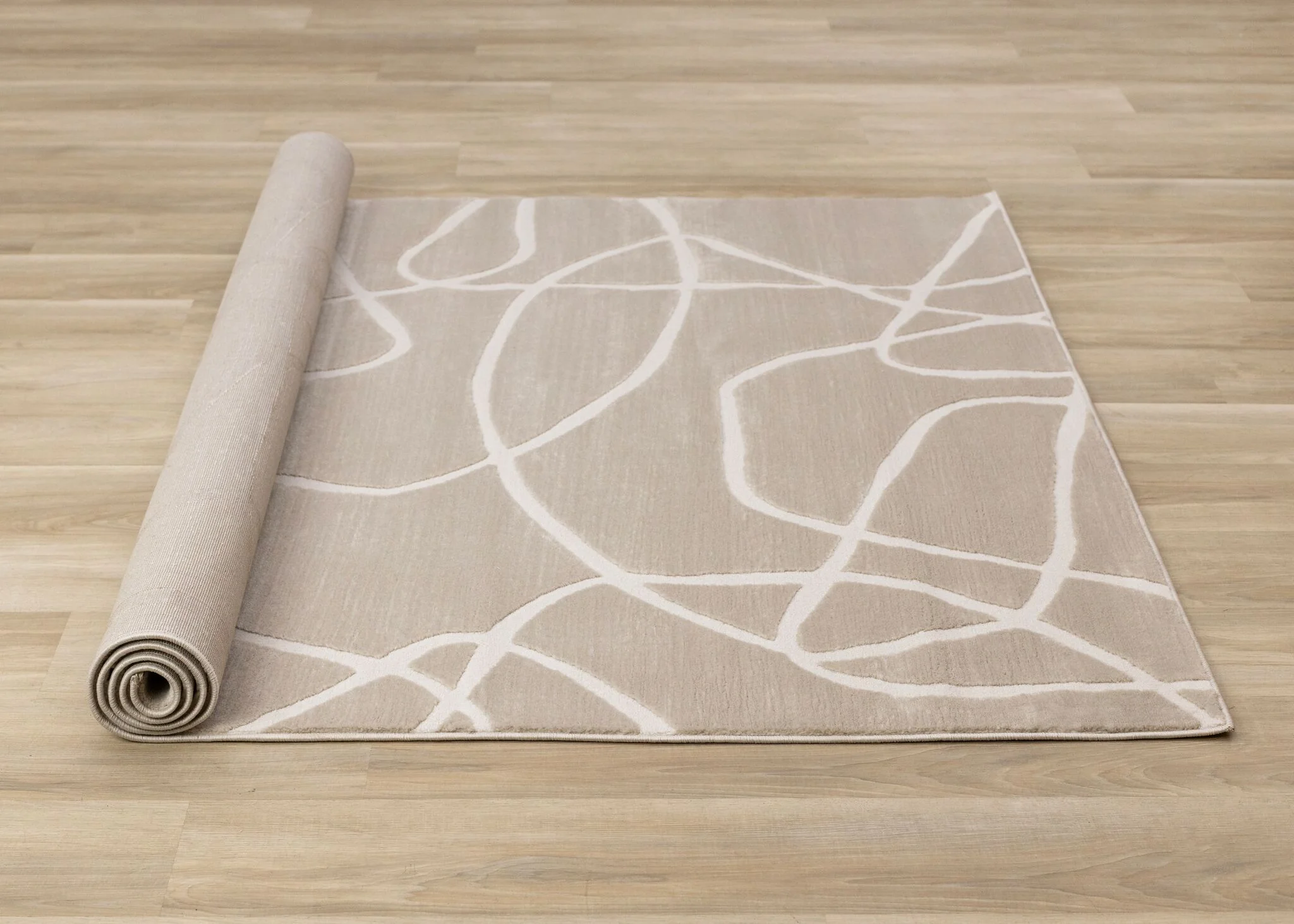 Soft Currents 6'7" x 9'6" Organic Line Design Area Rug - Beige, Cream - Image 9