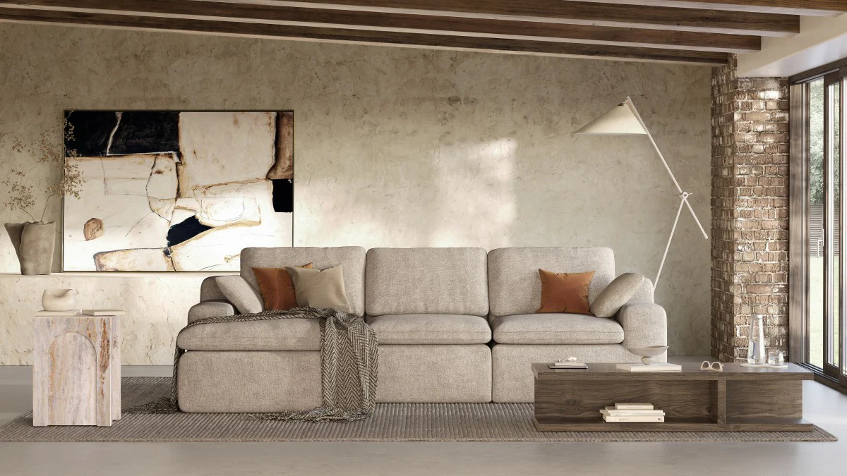 Soho All Foam Sectional - Beige - Image 2