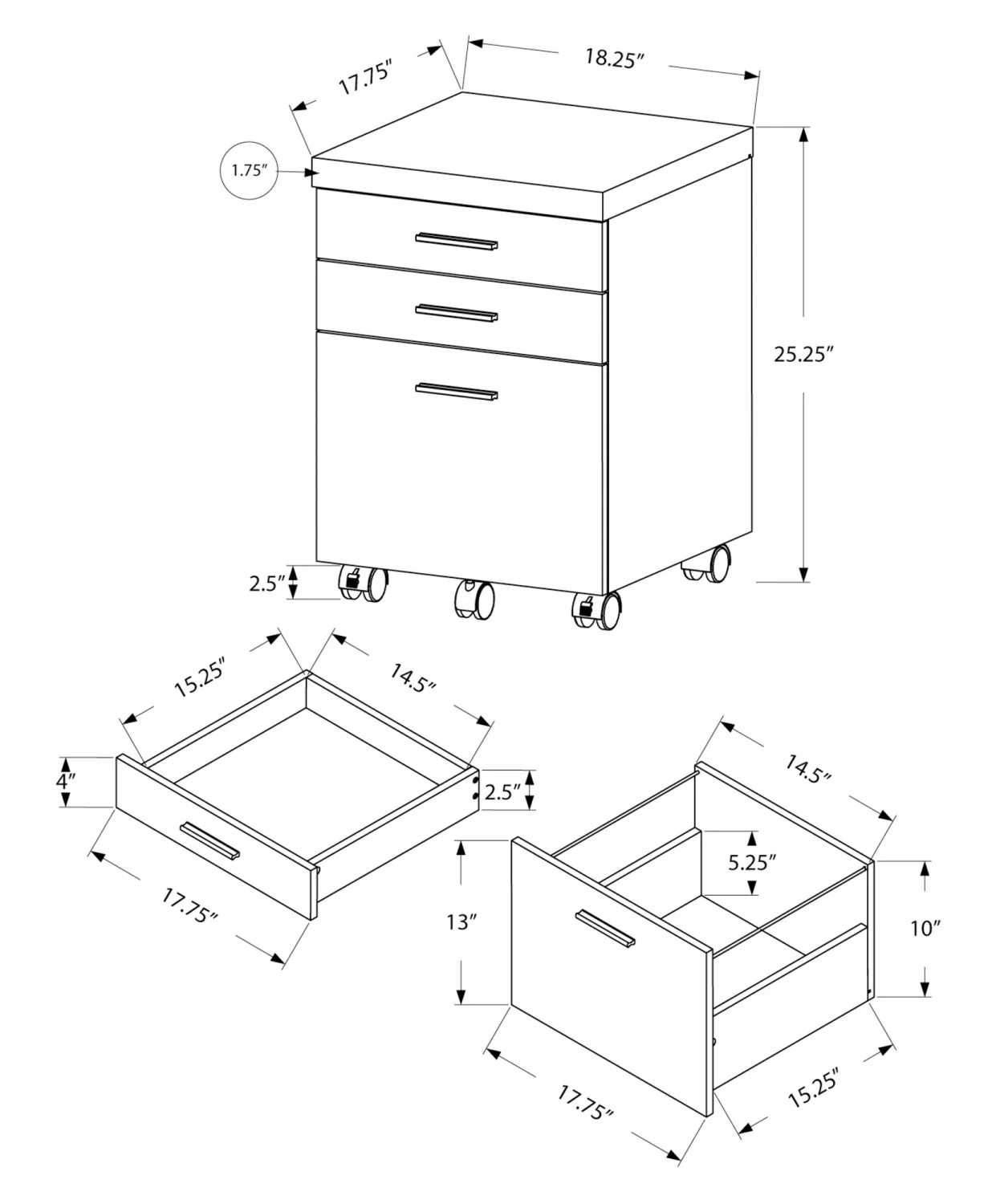 Solvi Filing Cabinet - White - Image 3