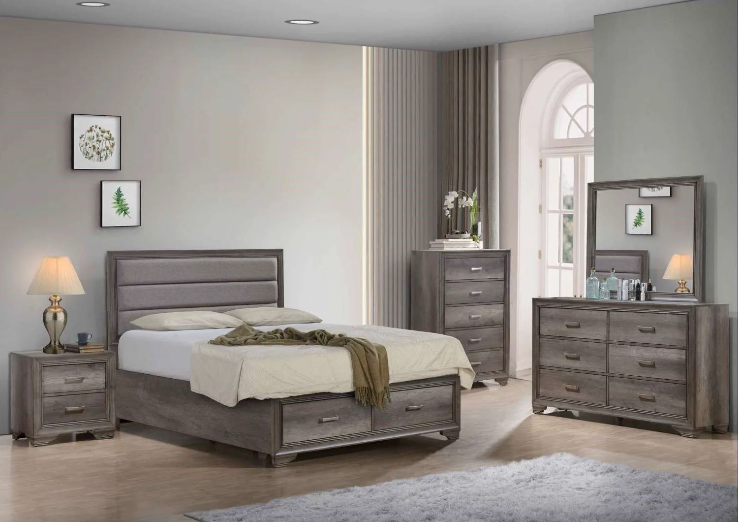 Sophie 3-Piece King Storage Bed - Weathered Grey - Image 2