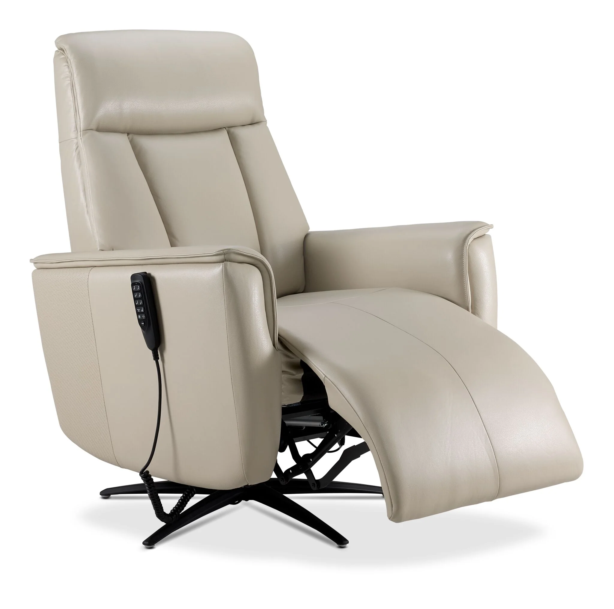 In Harmony - Sorrento Leather Dual Power Recliner - Cream - Image 5