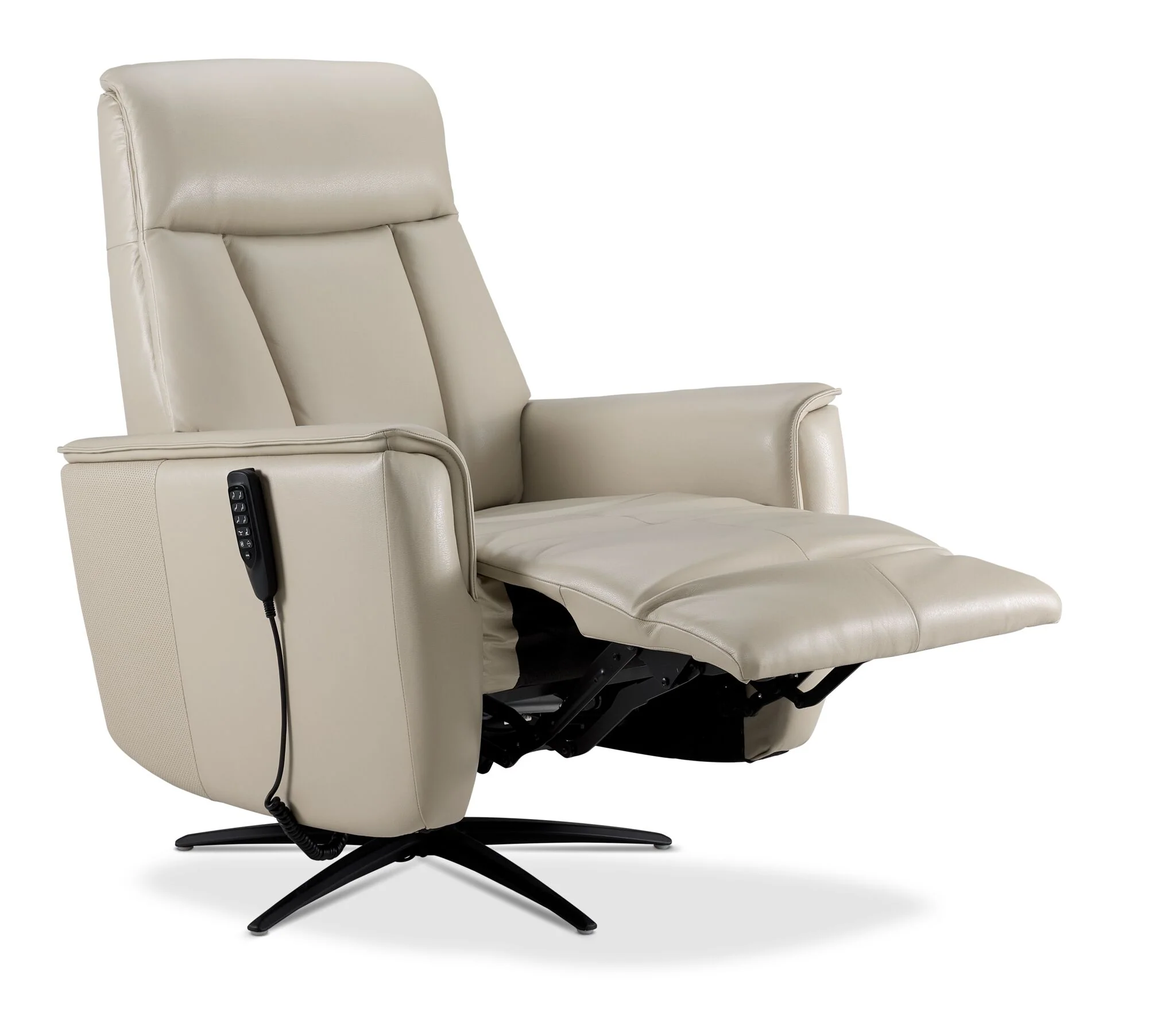 In Harmony - Sorrento Leather Dual Power Recliner - Cream - Image 8