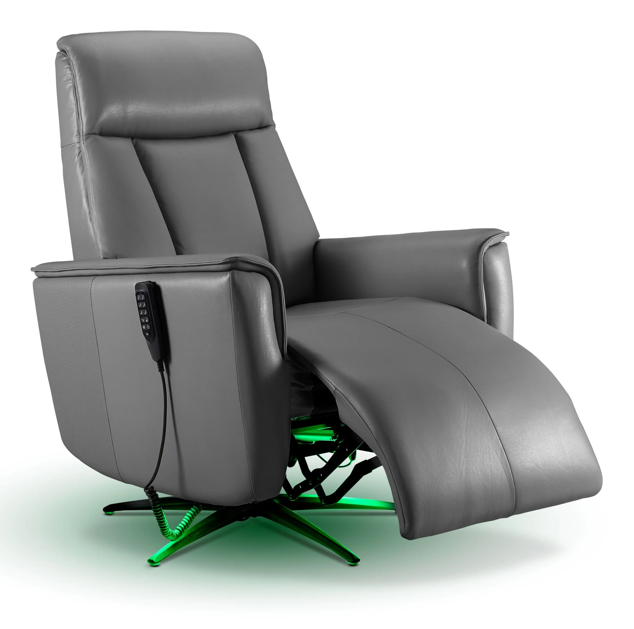In Harmony - Sorrento Leather Dual Power Recliner - Grey - Image 10