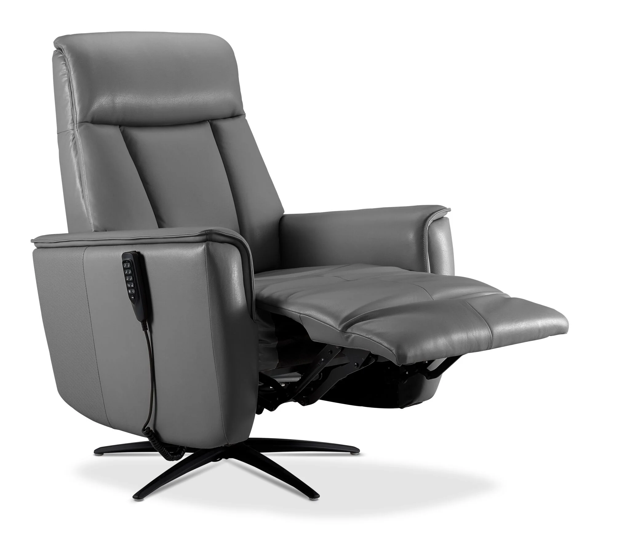 In Harmony - Sorrento Leather Dual Power Recliner - Grey - Image 6