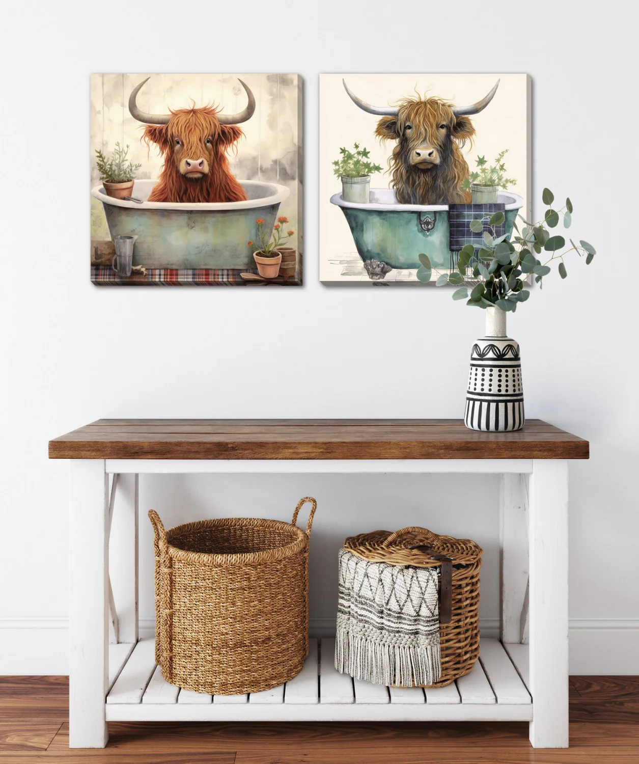 Spa Day on the Farm Wall Art - Multi-Colour - 16 X 16 - Set of Two - Image 2