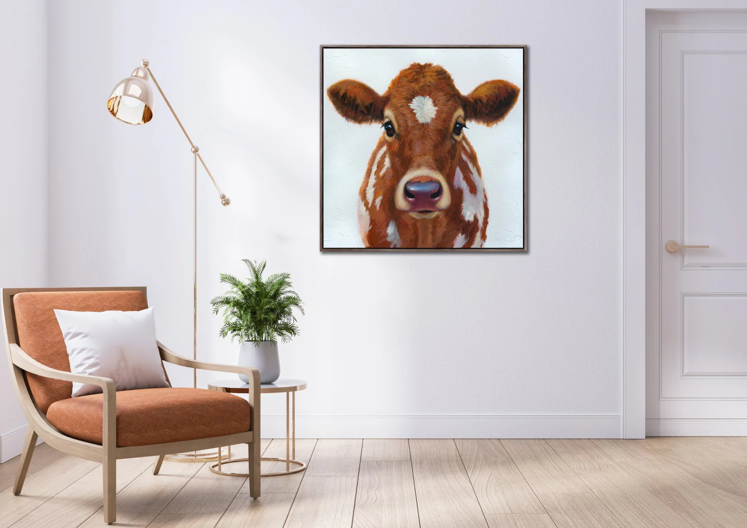 Spotted Cow Portrait Wall Art - Brown - 24 X 24 - Image 2
