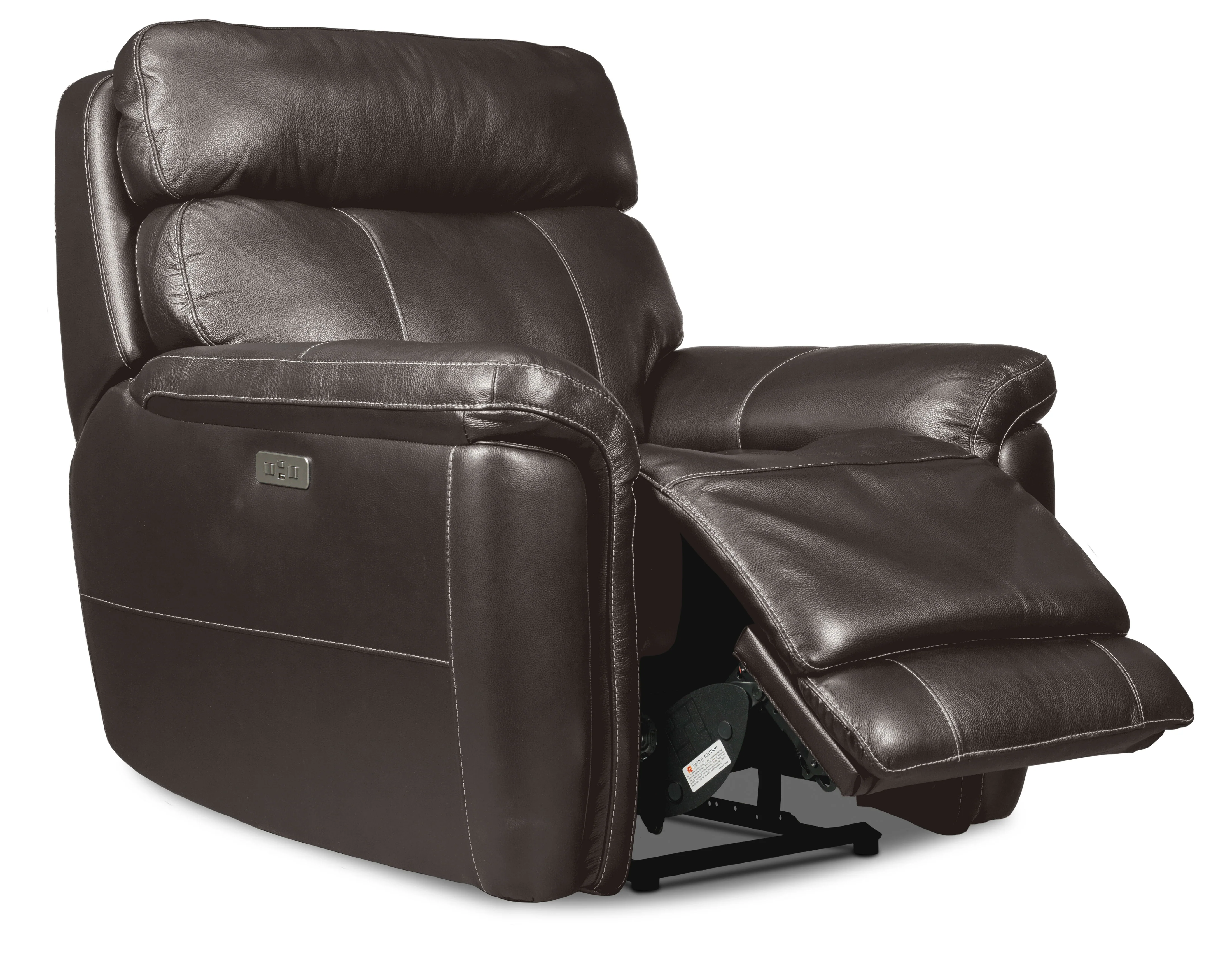 Stallion Leather Dual Power Reclining Sofa, Loveseat and Chair Set - Dark Grey - Image 4