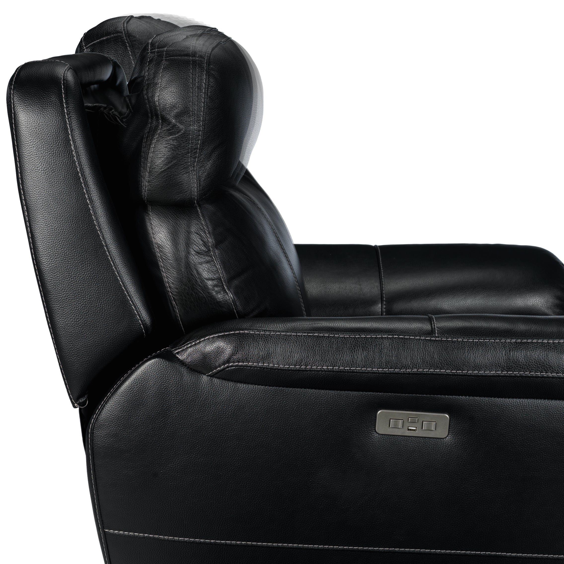 Stallion Leather Dual Power Recliner - Midnight Black - Image 5