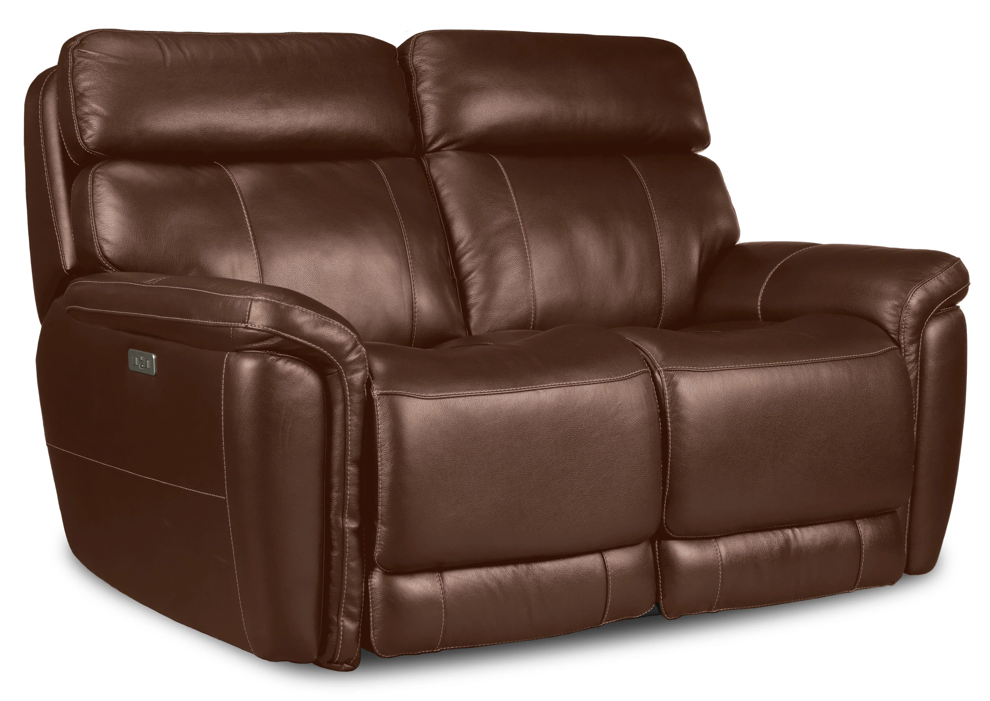 Stallion Leather Dual Power Reclining Loveseat - Chestnut - Image 2