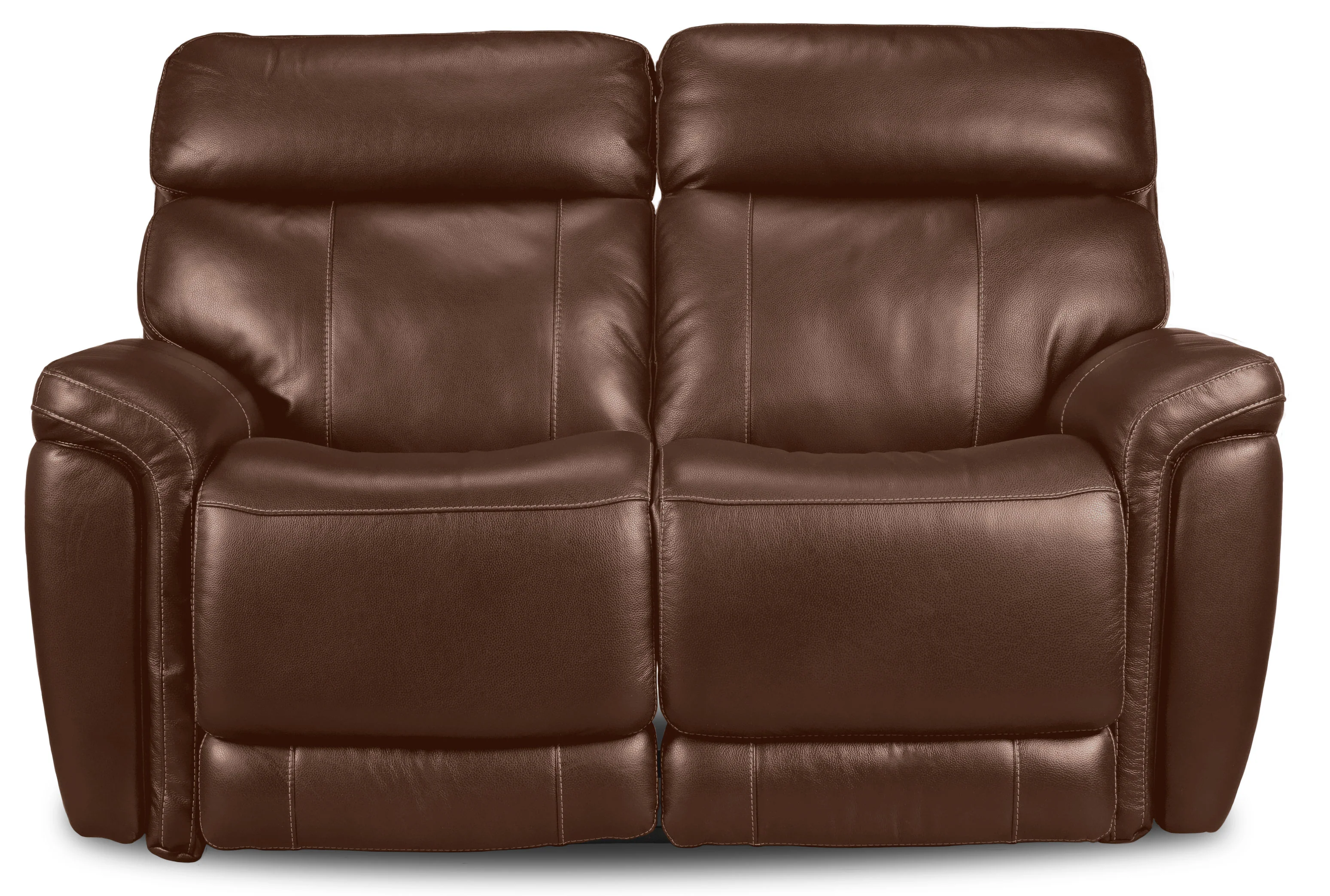 Stallion Leather Dual Power Reclining Loveseat - Chestnut - Image 3