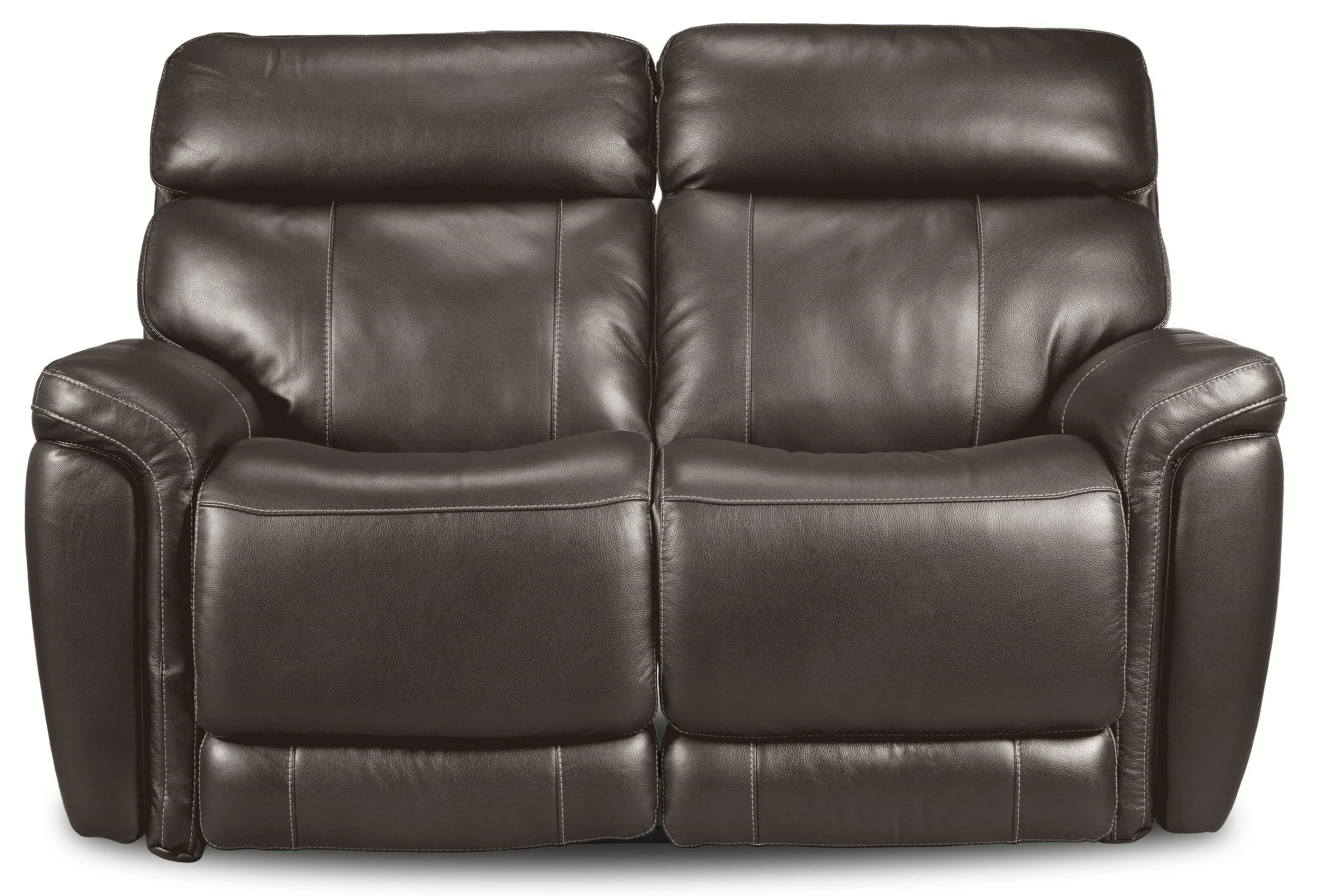 Stallion Leather Dual Power Reclining Loveseat - Dark Grey - Image 3