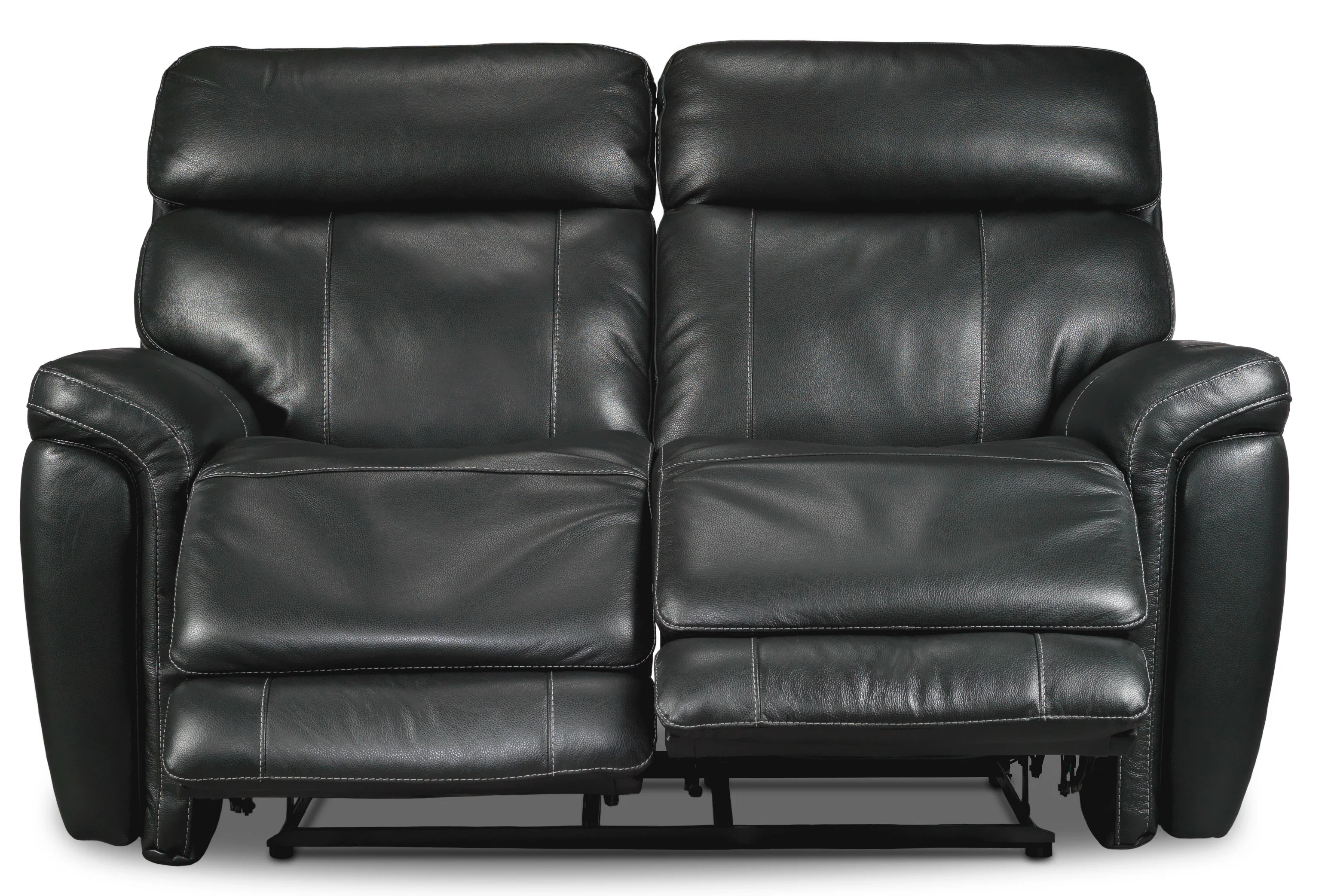 Stallion Leather Dual Power Reclining Loveseat - Midnight Black - Image 4