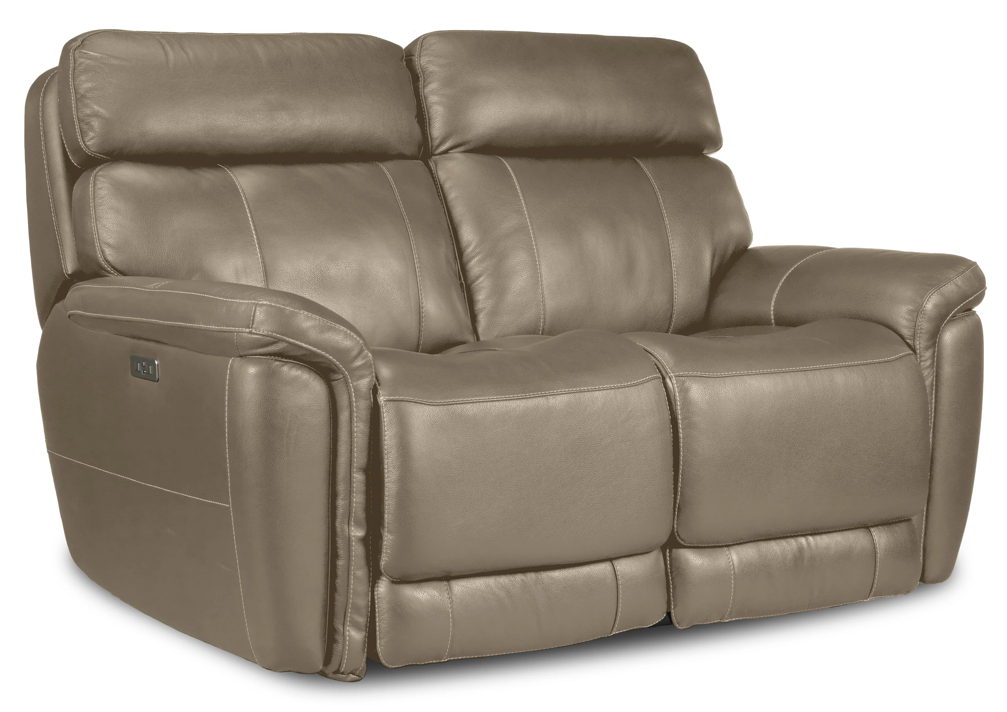 Stallion Leather Dual Power Reclining Loveseat - Pebble - Image 2