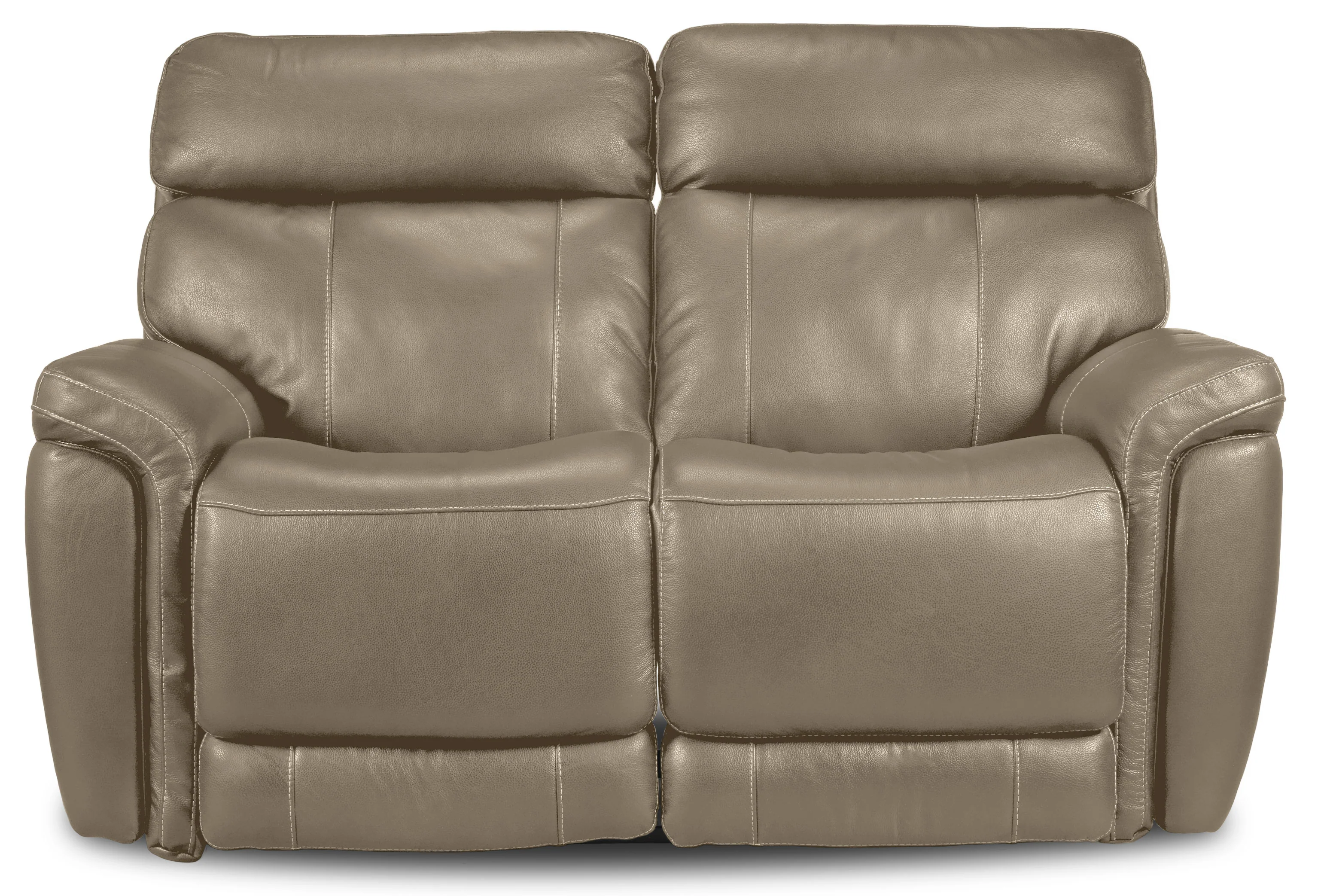 Stallion Leather Dual Power Reclining Loveseat - Pebble - Image 3