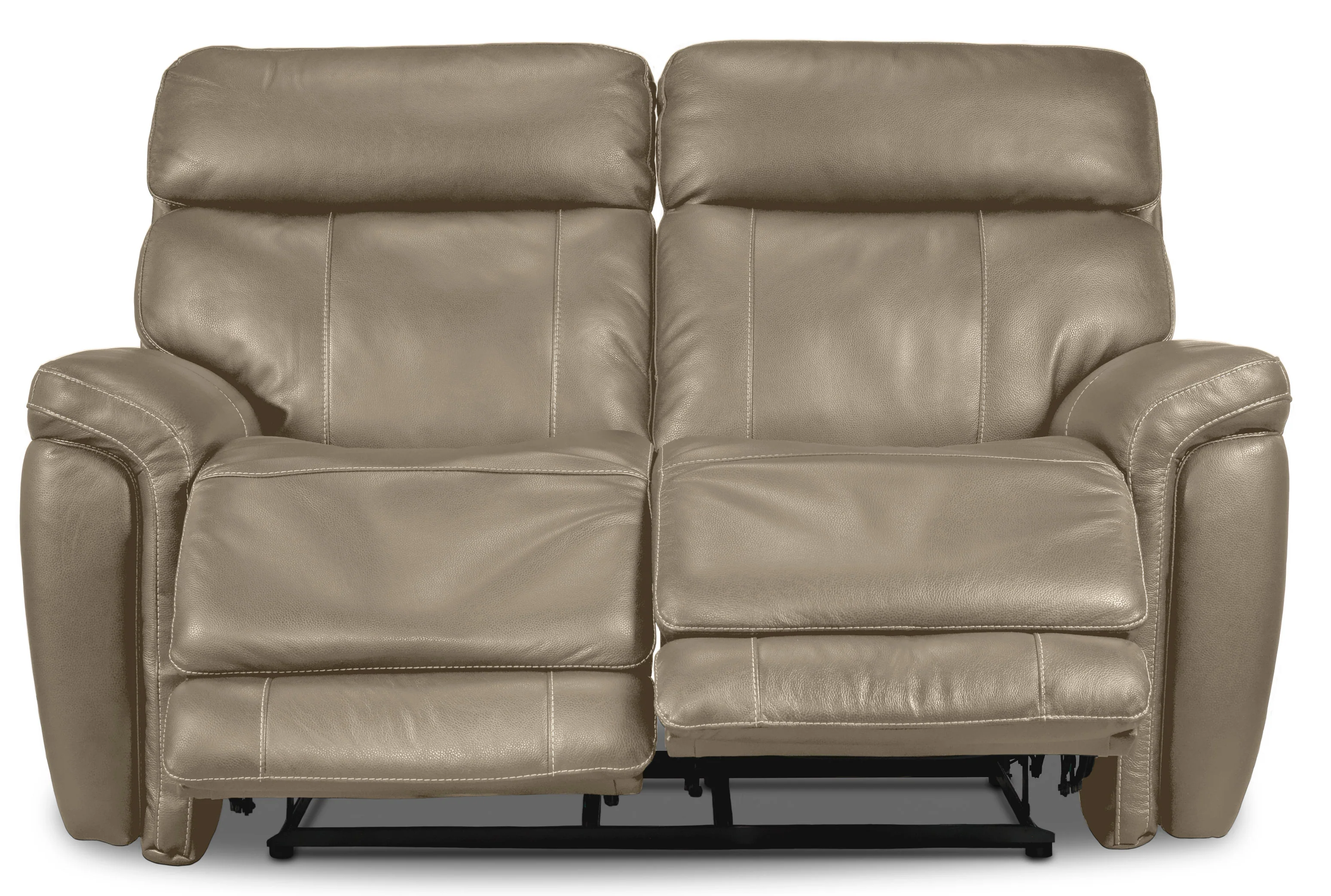 Stallion Leather Dual Power Reclining Loveseat - Pebble - Image 4